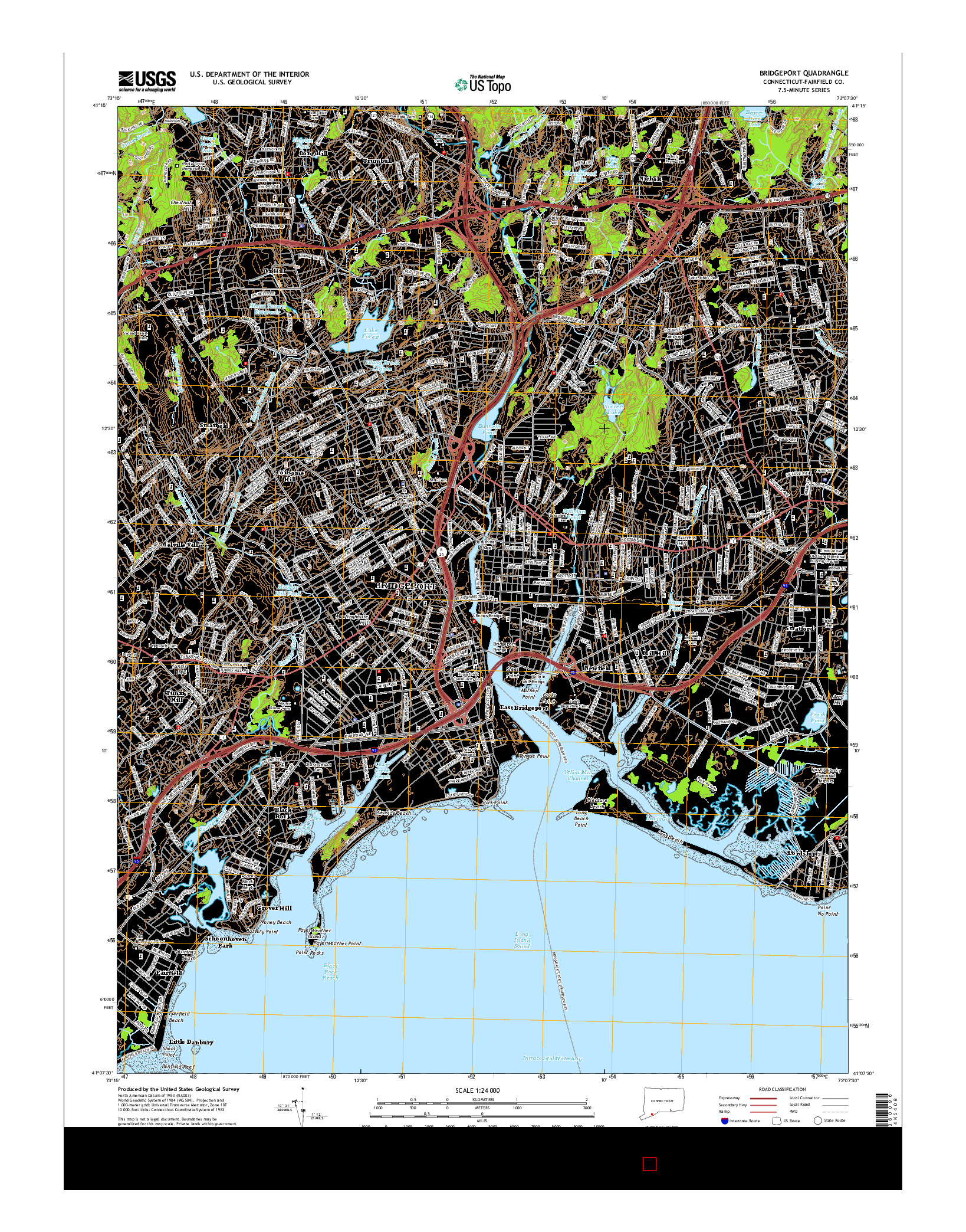 USGS US TOPO 7.5-MINUTE MAP FOR BRIDGEPORT, CT 2015