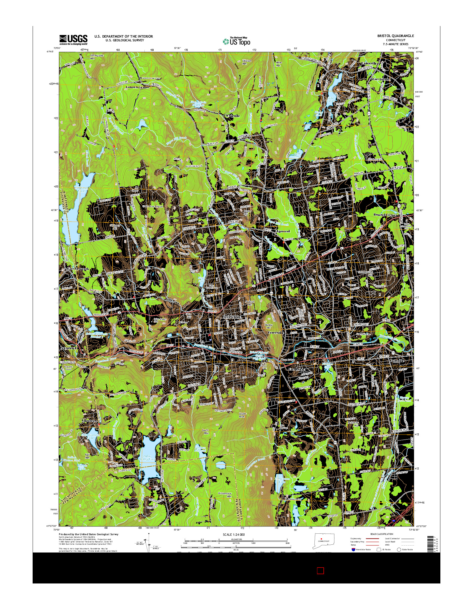 USGS US TOPO 7.5-MINUTE MAP FOR BRISTOL, CT 2015