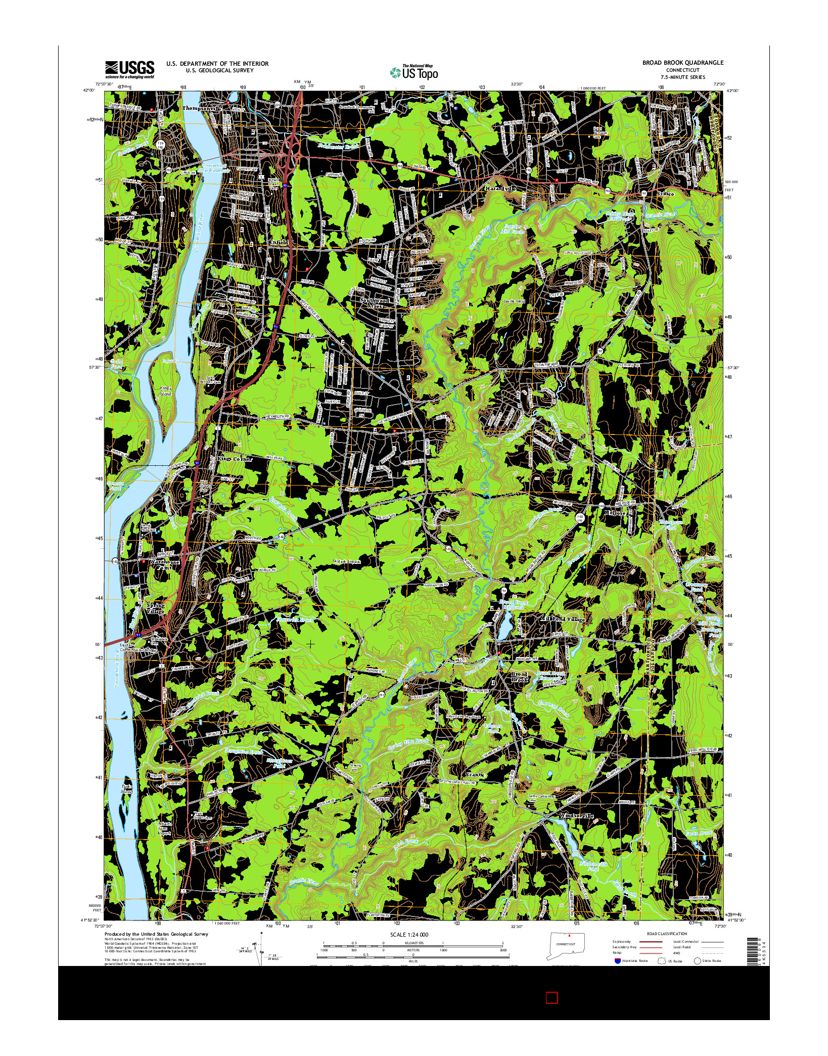 USGS US TOPO 7.5-MINUTE MAP FOR BROAD BROOK, CT 2015