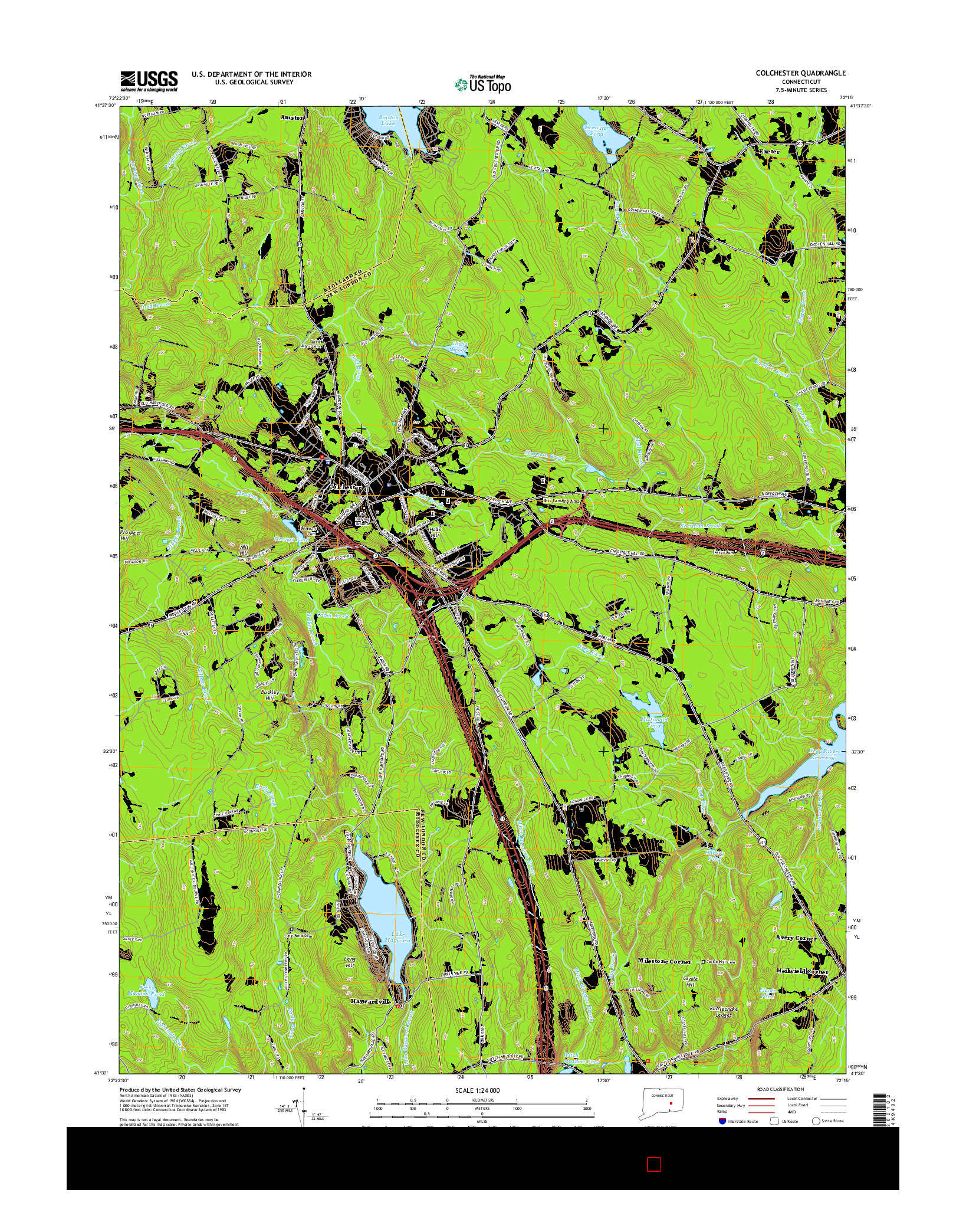 USGS US TOPO 7.5-MINUTE MAP FOR COLCHESTER, CT 2015