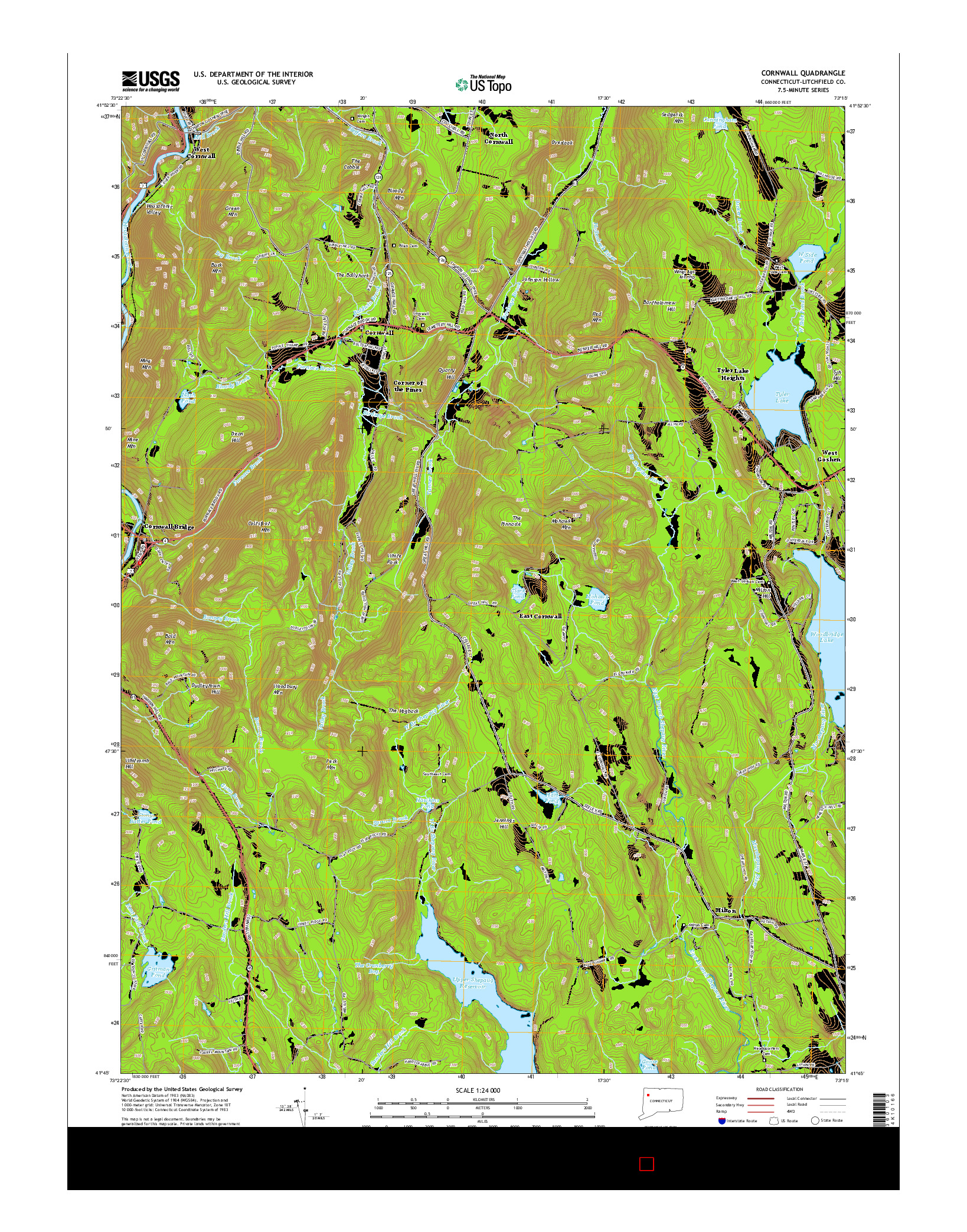 USGS US TOPO 7.5-MINUTE MAP FOR CORNWALL, CT 2015
