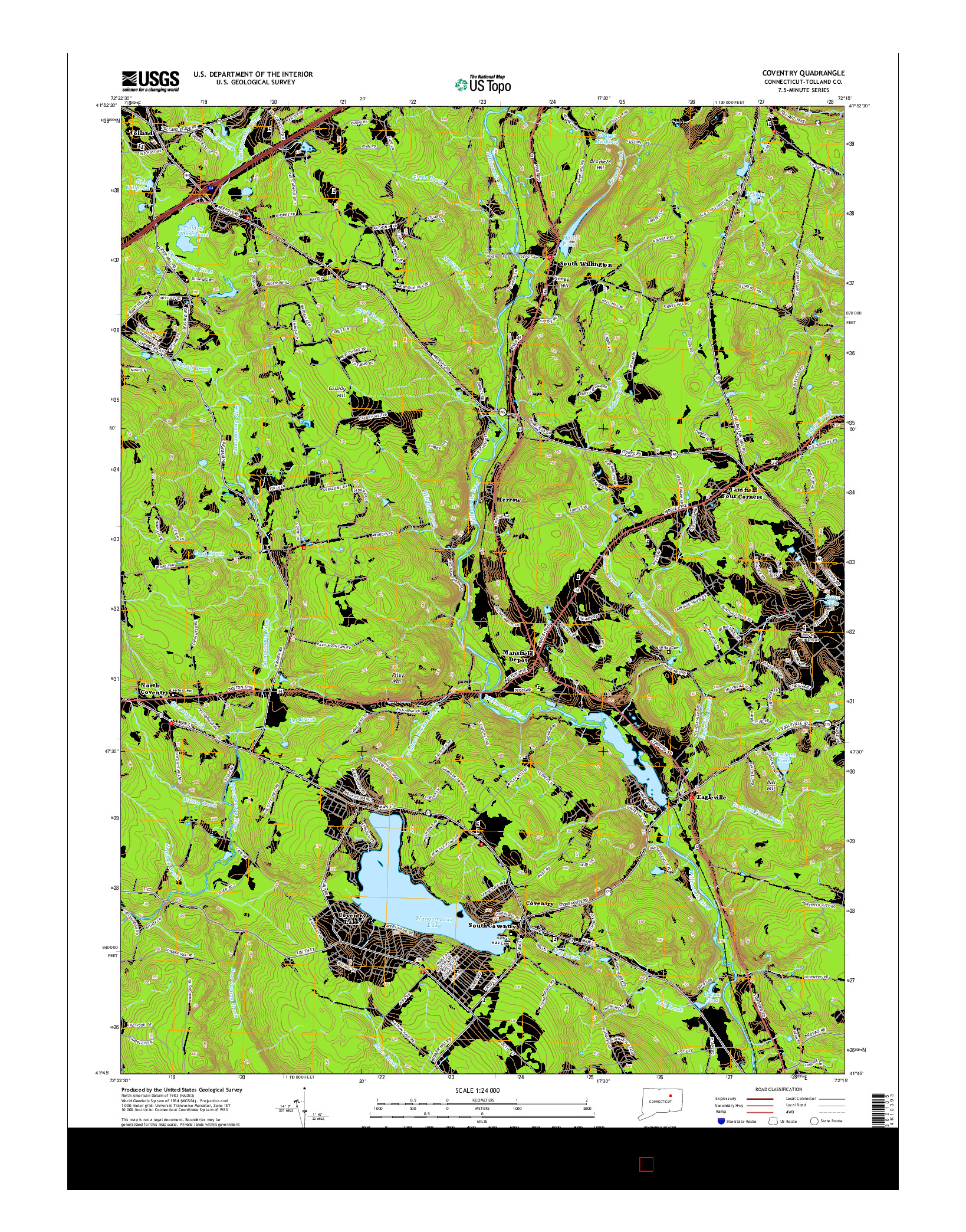 USGS US TOPO 7.5-MINUTE MAP FOR COVENTRY, CT 2015