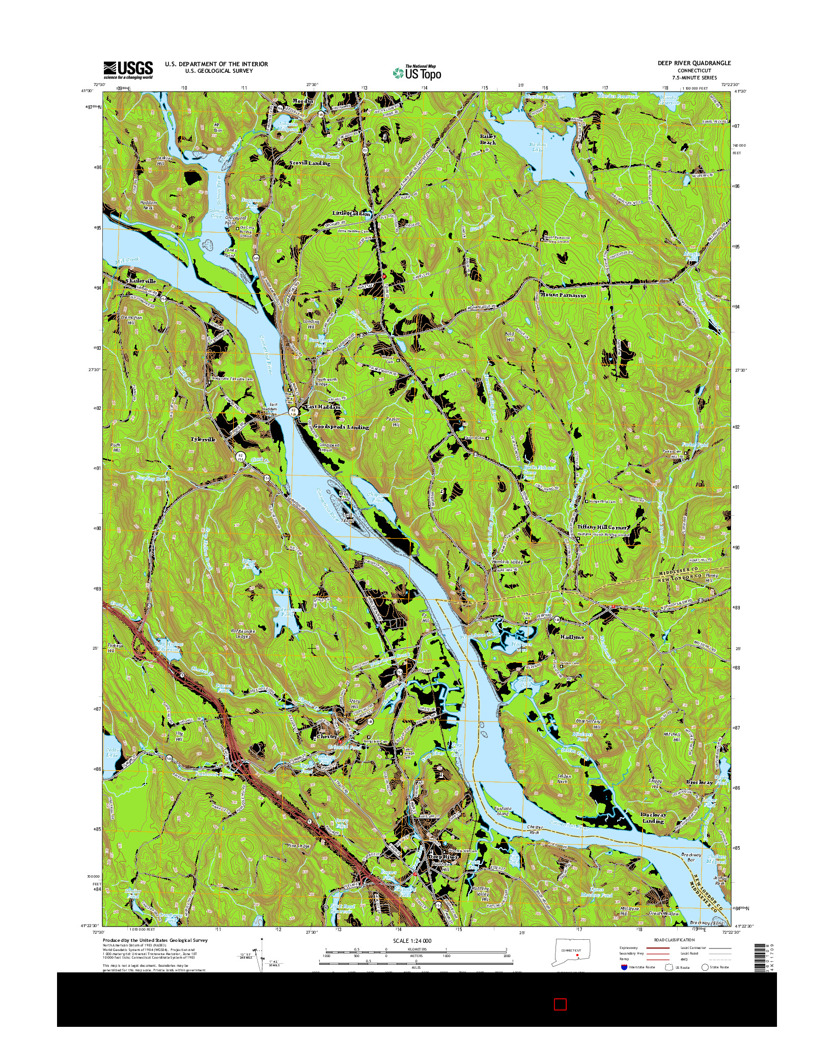 USGS US TOPO 7.5-MINUTE MAP FOR DEEP RIVER, CT 2015