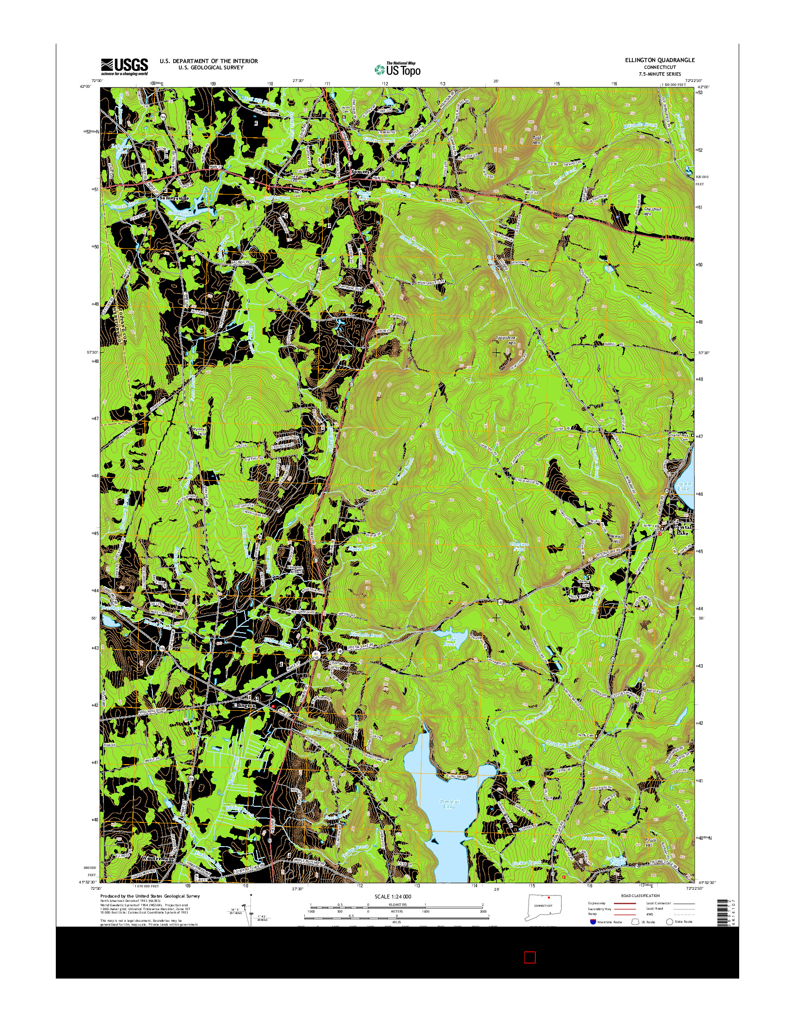 USGS US TOPO 7.5-MINUTE MAP FOR ELLINGTON, CT 2015