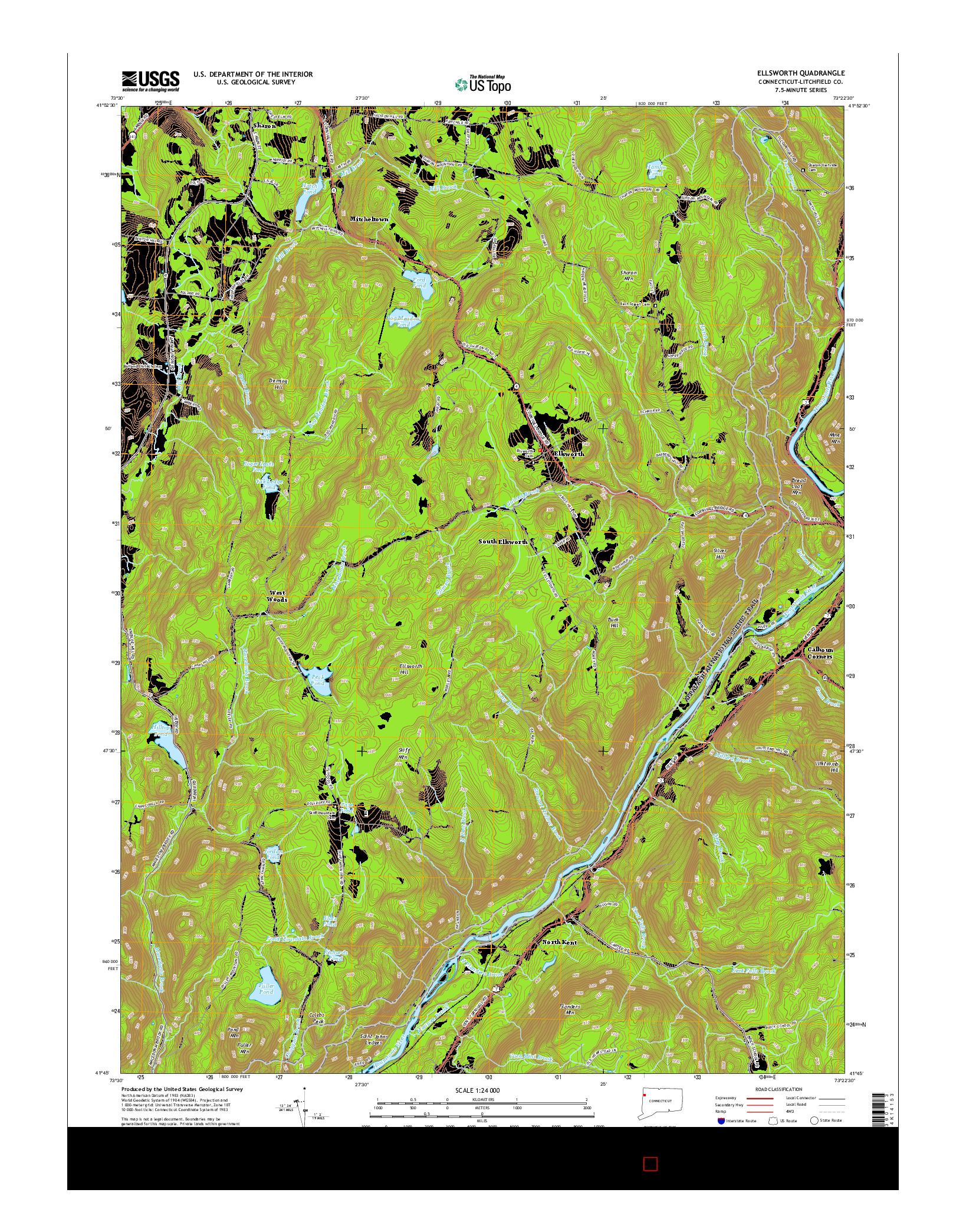 USGS US TOPO 7.5-MINUTE MAP FOR ELLSWORTH, CT 2015