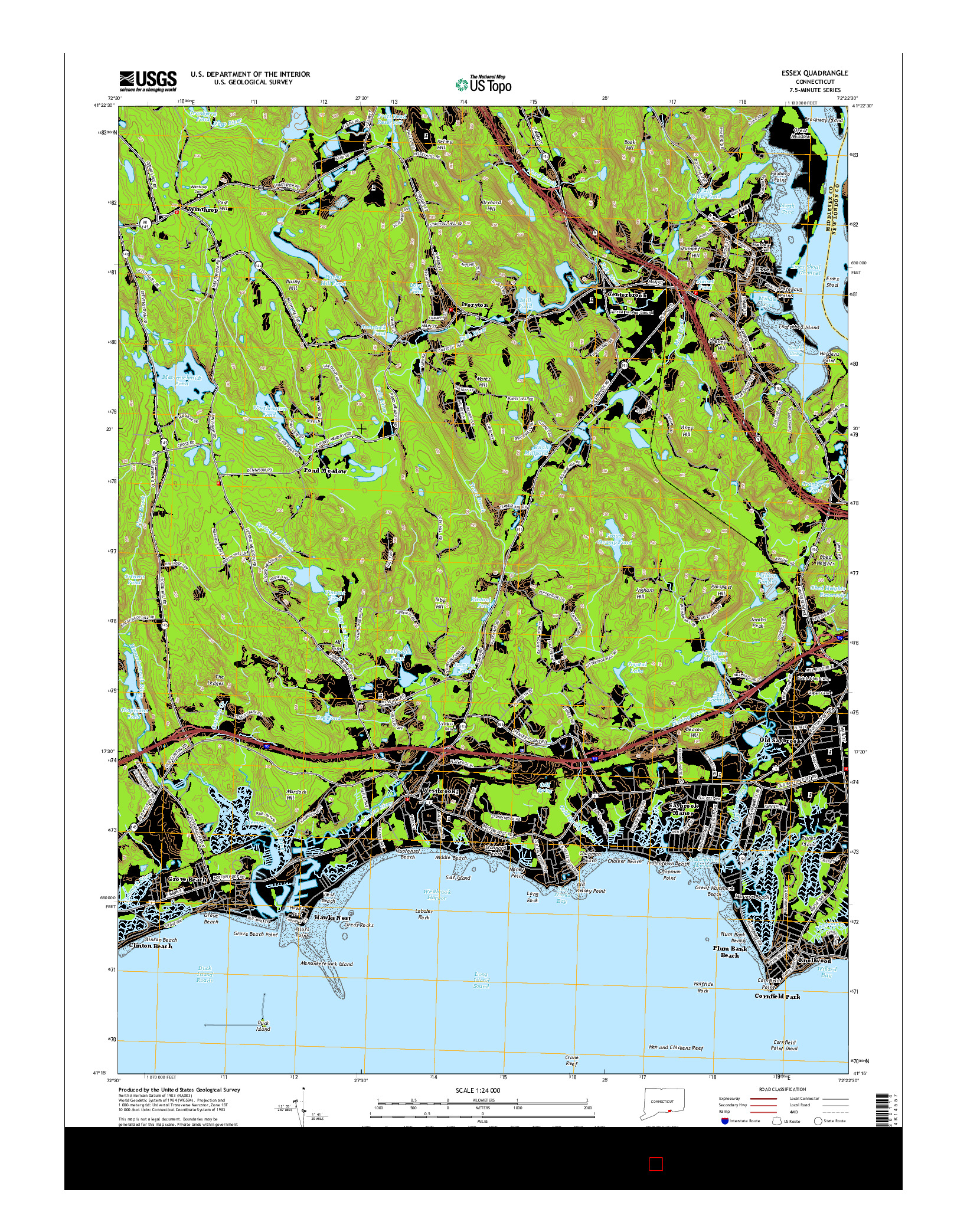 USGS US TOPO 7.5-MINUTE MAP FOR ESSEX, CT 2015