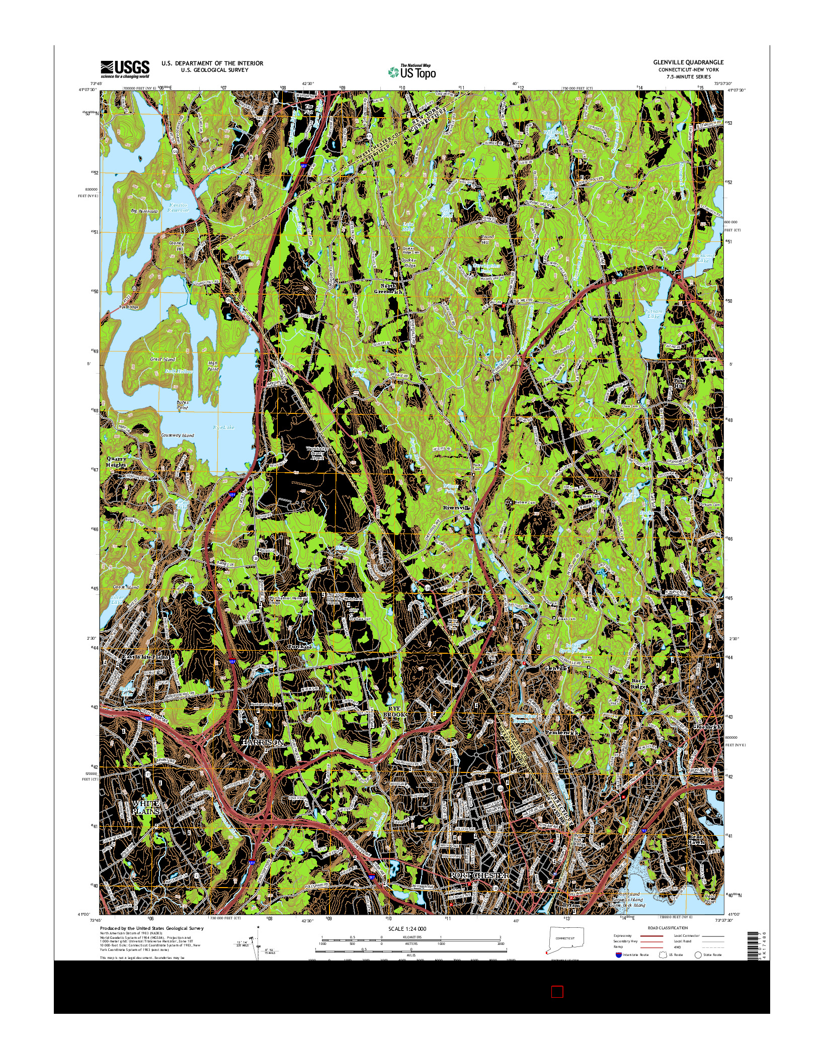 USGS US TOPO 7.5-MINUTE MAP FOR GLENVILLE, CT-NY 2015