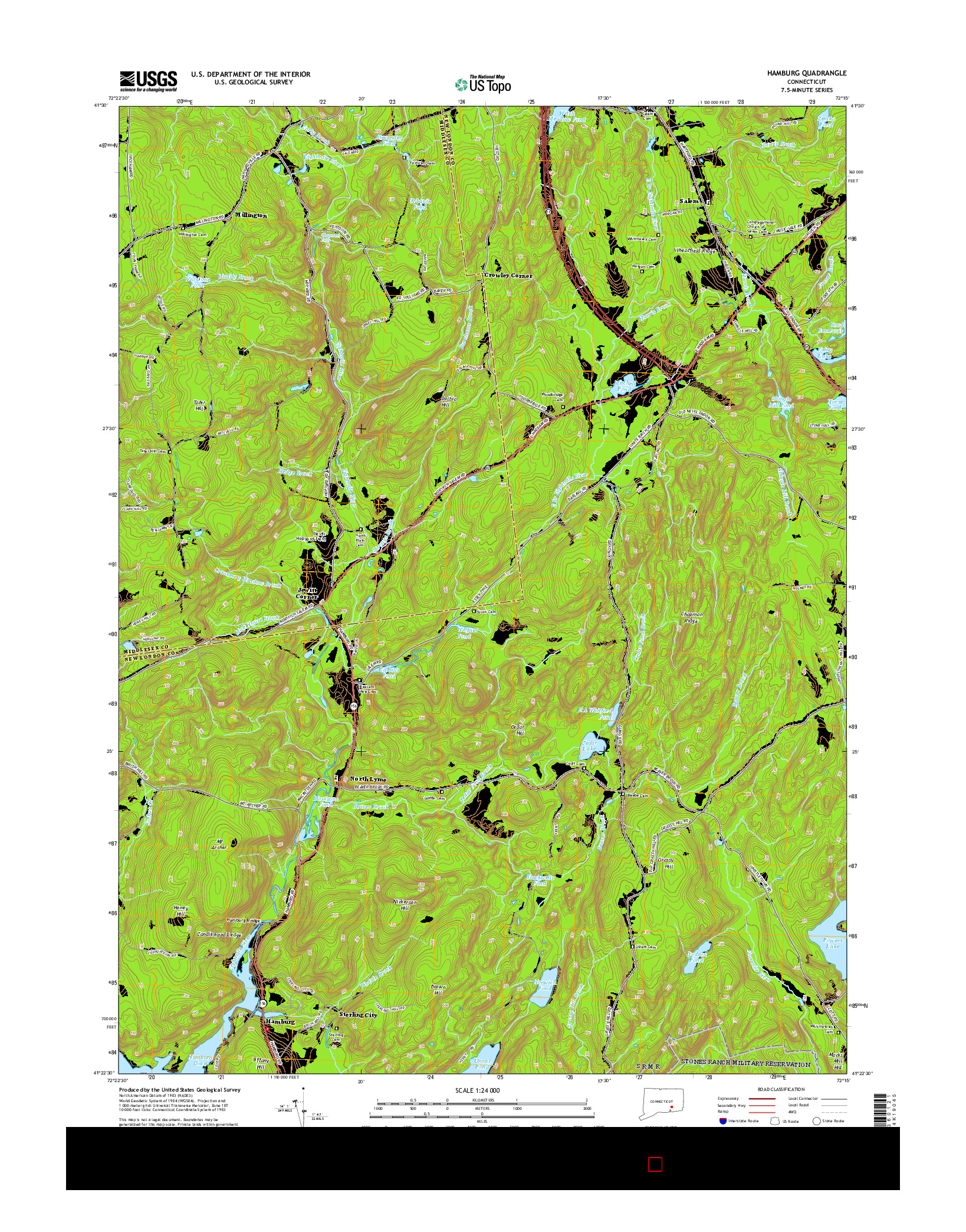 USGS US TOPO 7.5-MINUTE MAP FOR HAMBURG, CT 2015