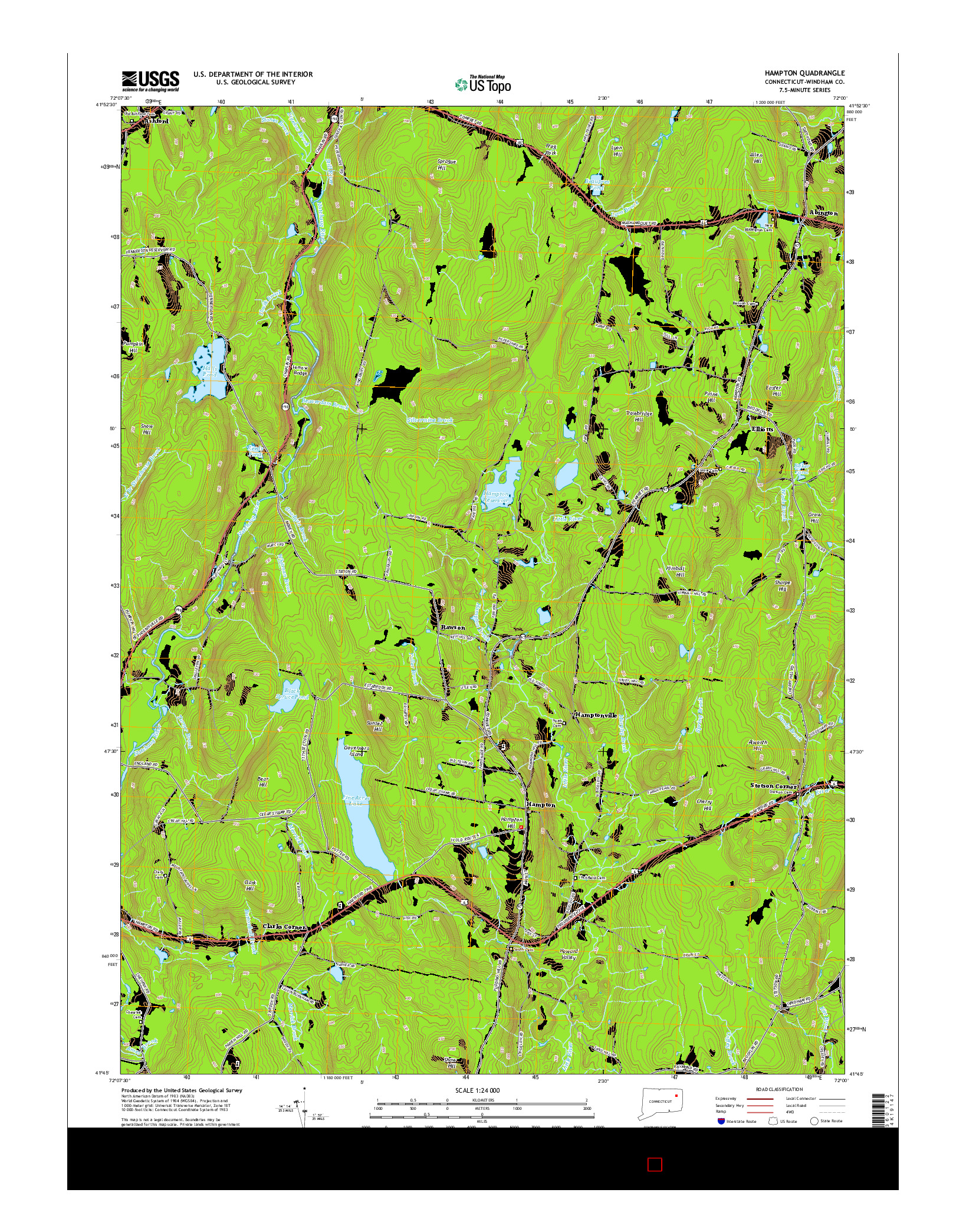 USGS US TOPO 7.5-MINUTE MAP FOR HAMPTON, CT 2015