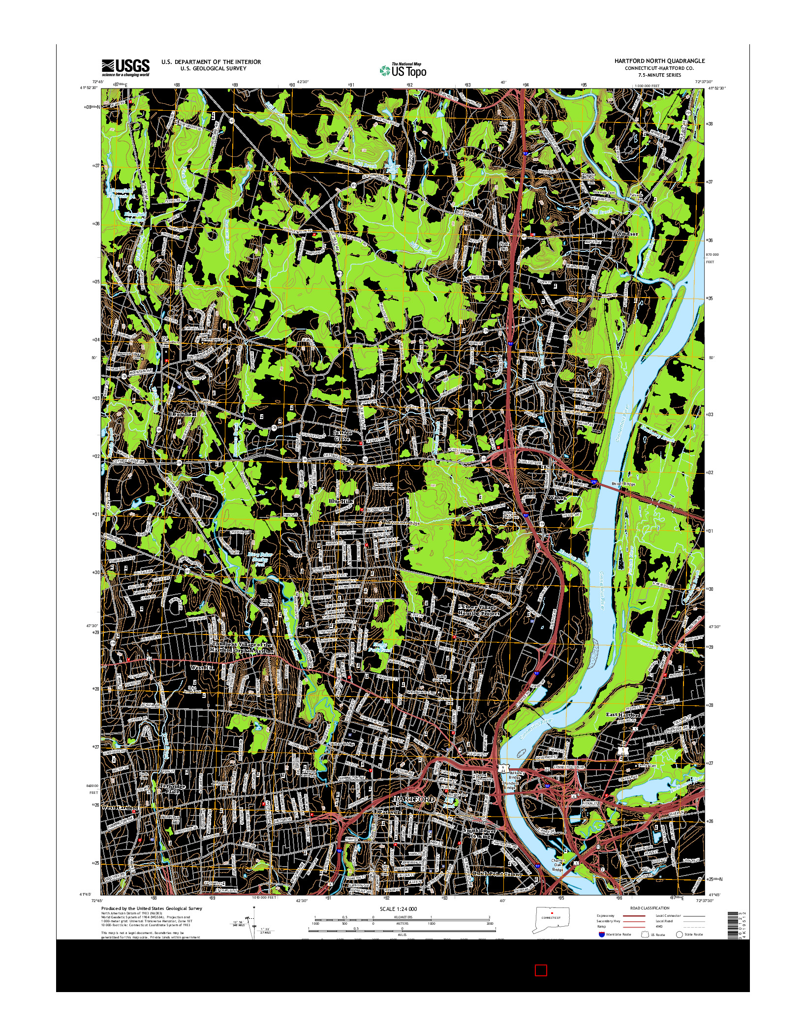 USGS US TOPO 7.5-MINUTE MAP FOR HARTFORD NORTH, CT 2015