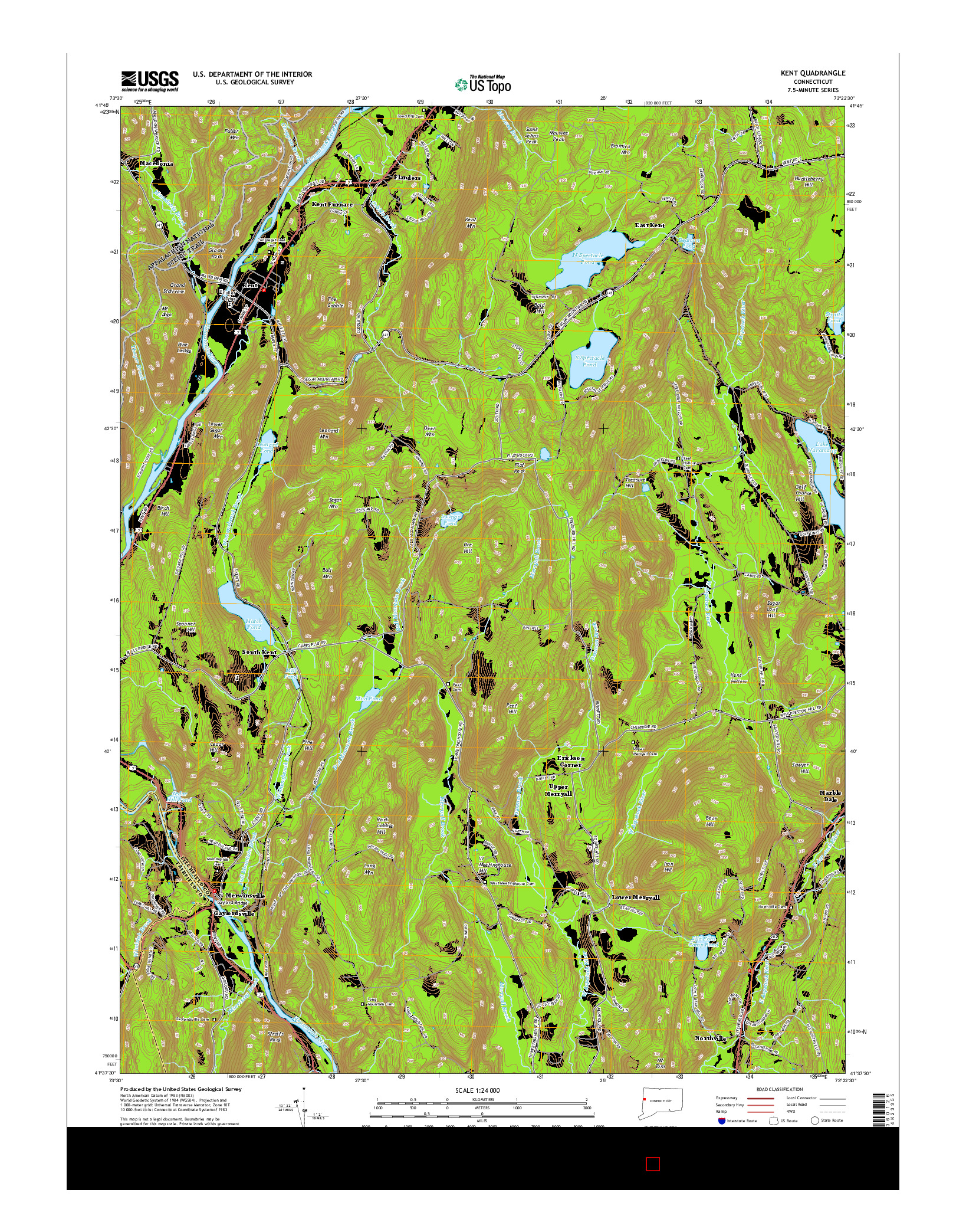 USGS US TOPO 7.5-MINUTE MAP FOR KENT, CT 2015