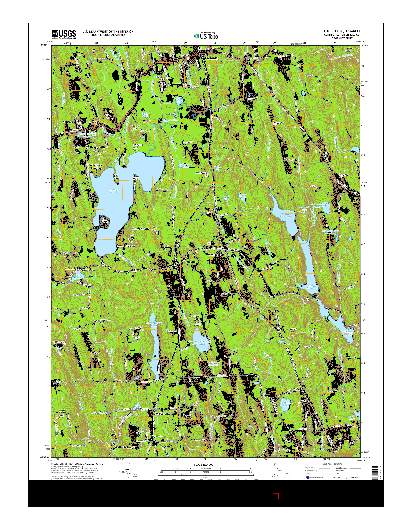 USGS US TOPO 7.5-MINUTE MAP FOR LITCHFIELD, CT 2015