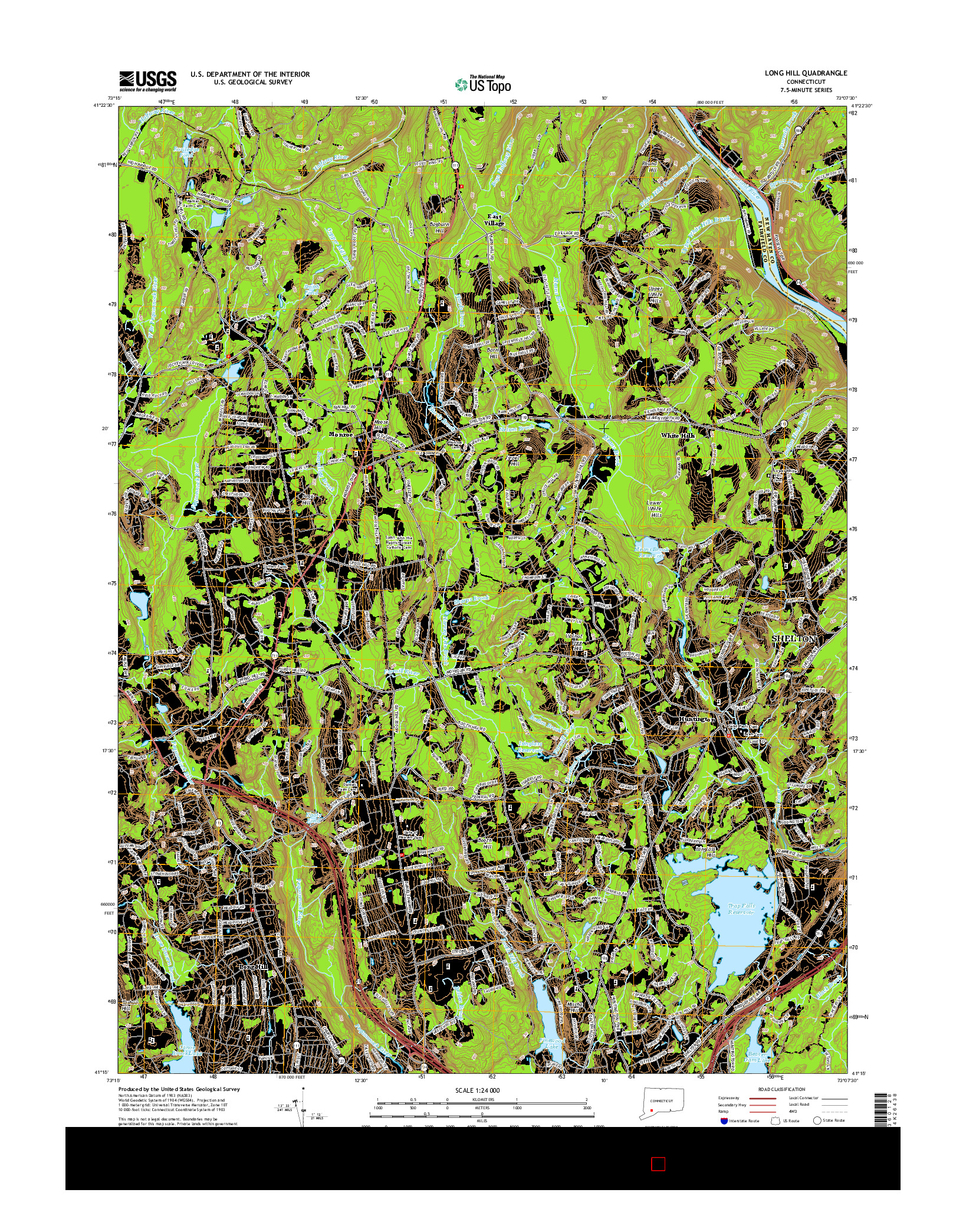 USGS US TOPO 7.5-MINUTE MAP FOR LONG HILL, CT 2015