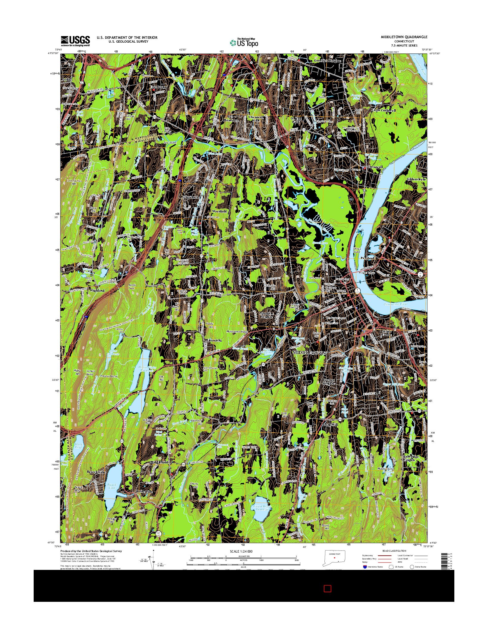 USGS US TOPO 7.5-MINUTE MAP FOR MIDDLETOWN, CT 2015