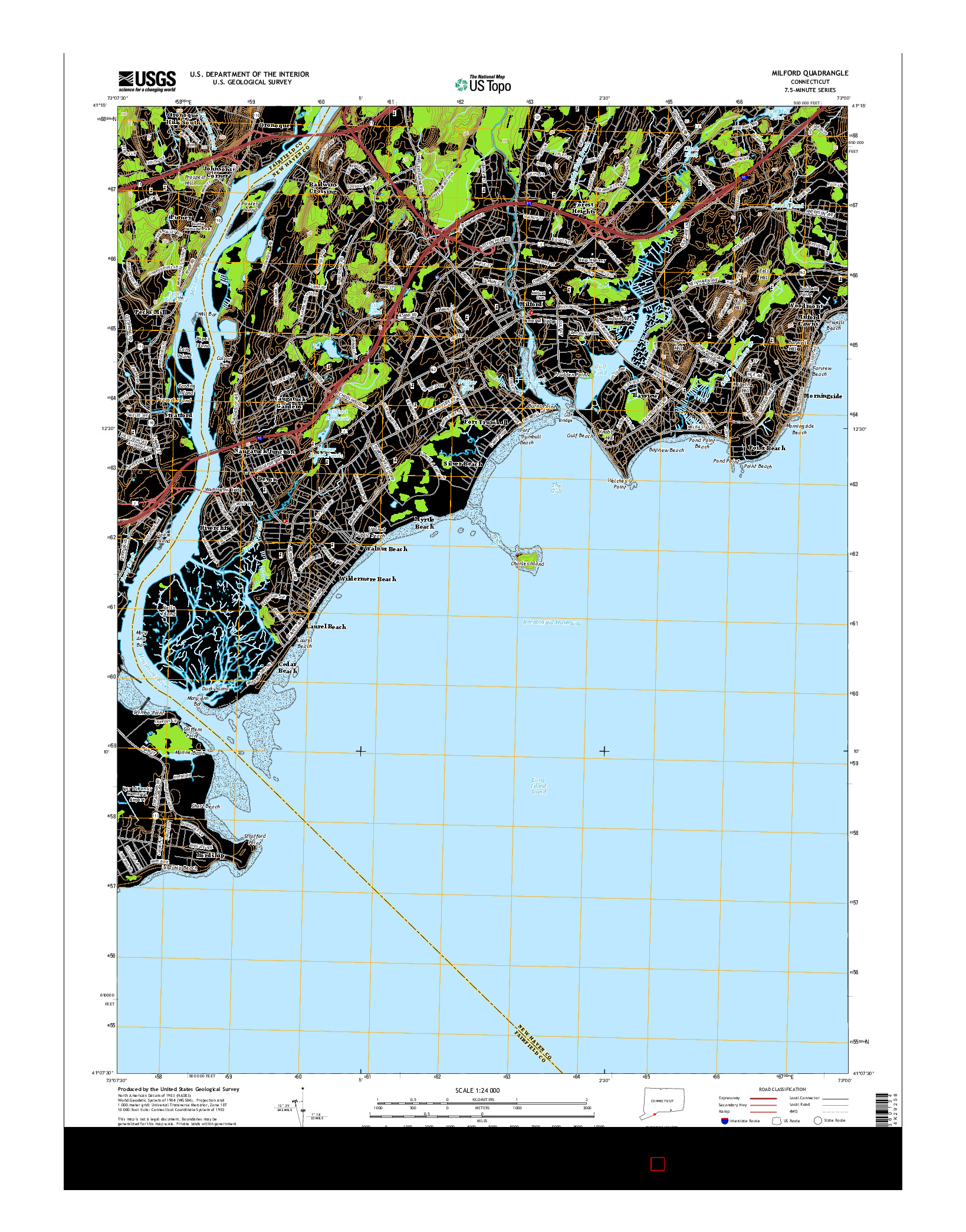 USGS US TOPO 7.5-MINUTE MAP FOR MILFORD, CT 2015