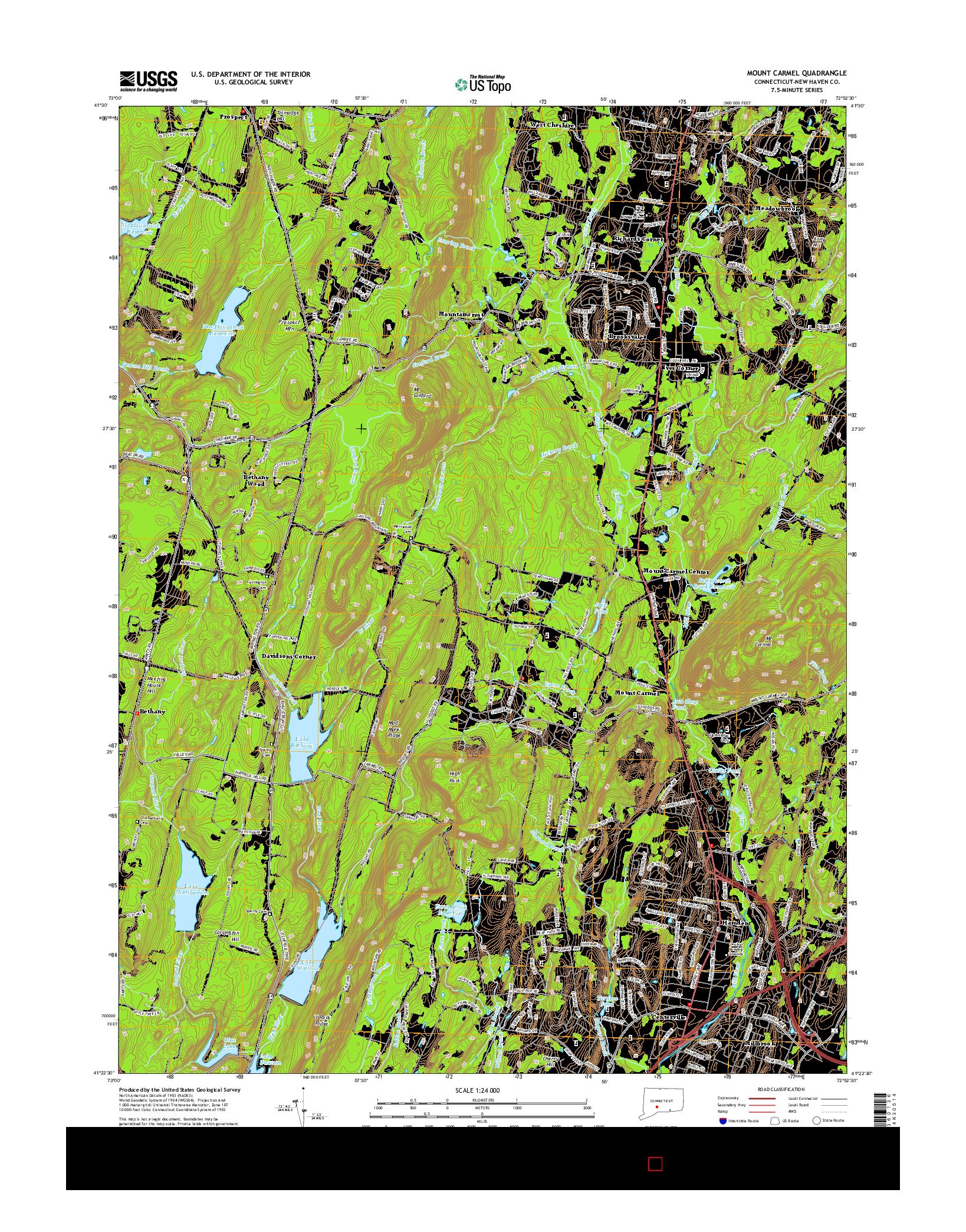 USGS US TOPO 7.5-MINUTE MAP FOR MOUNT CARMEL, CT 2015