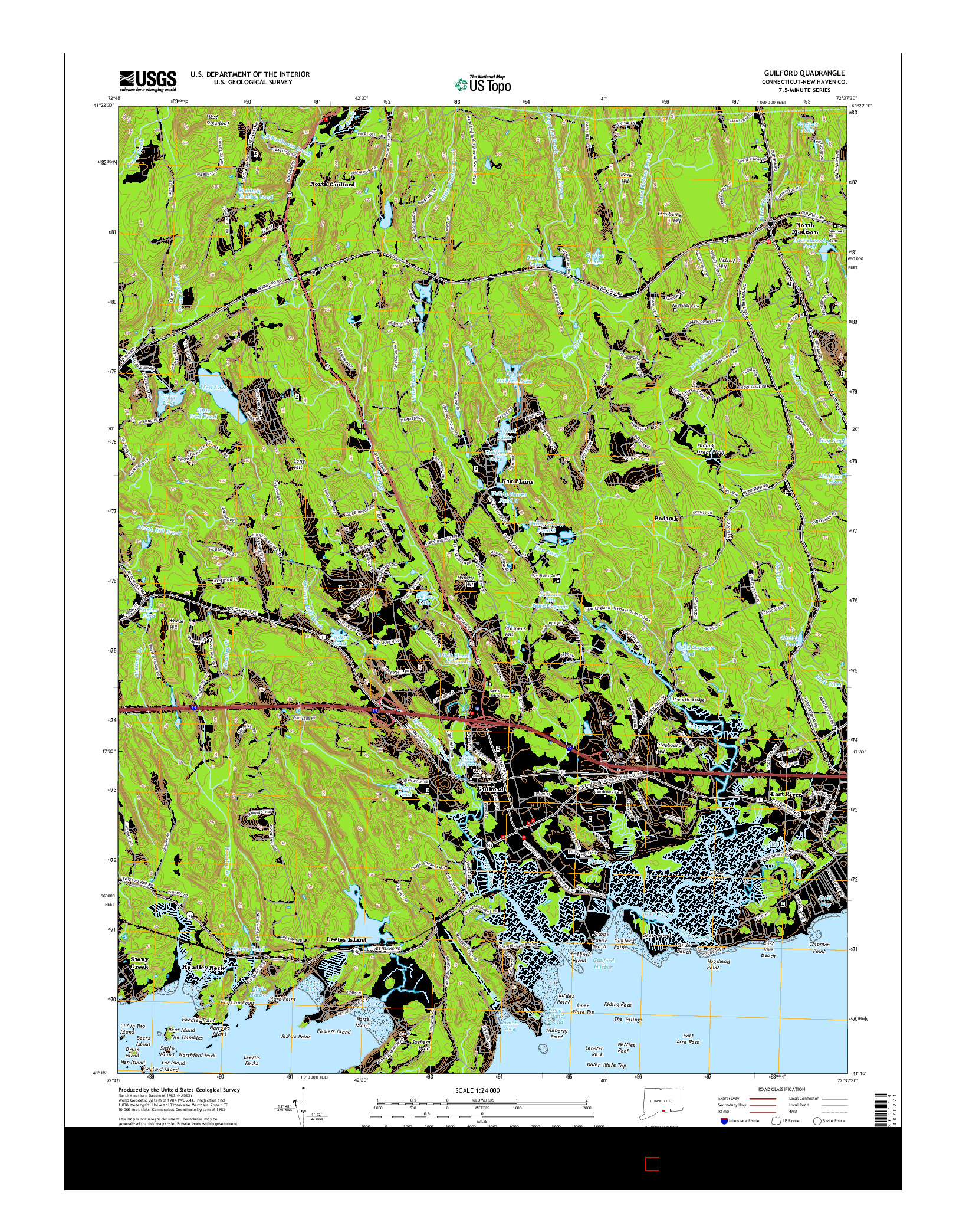 USGS US TOPO 7.5-MINUTE MAP FOR GUILFORD, CT 2015