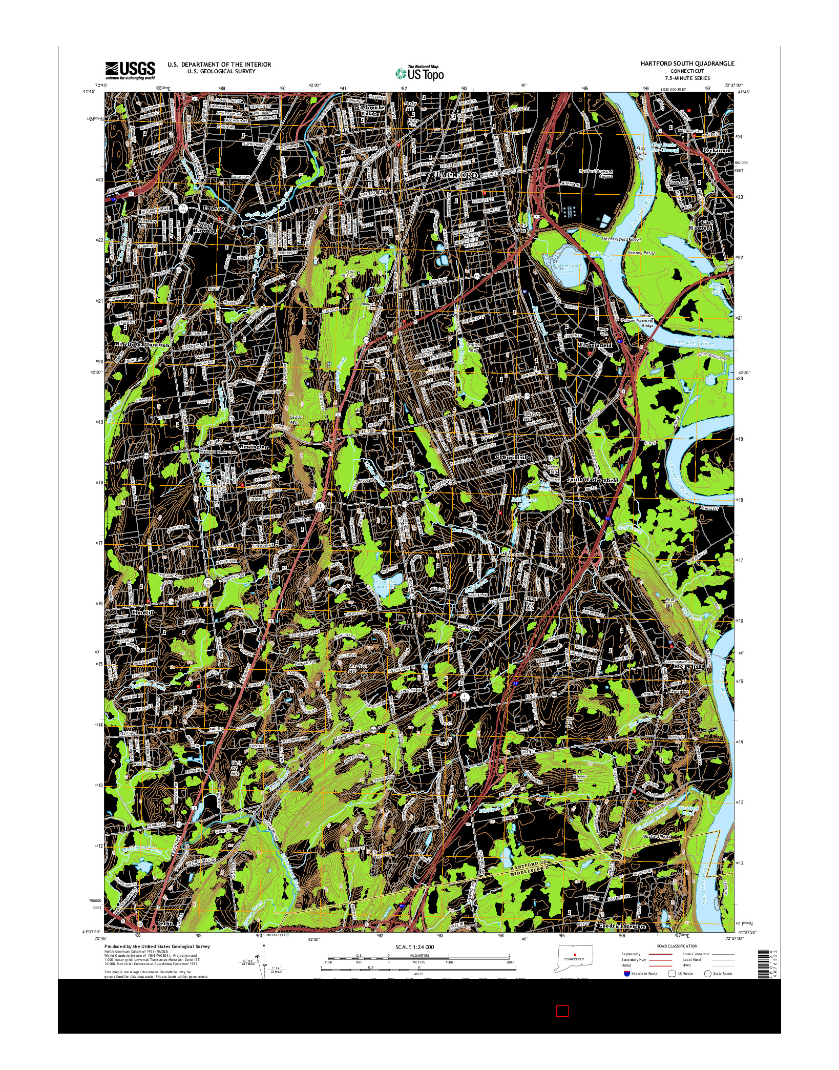 USGS US TOPO 7.5-MINUTE MAP FOR HARTFORD SOUTH, CT 2015