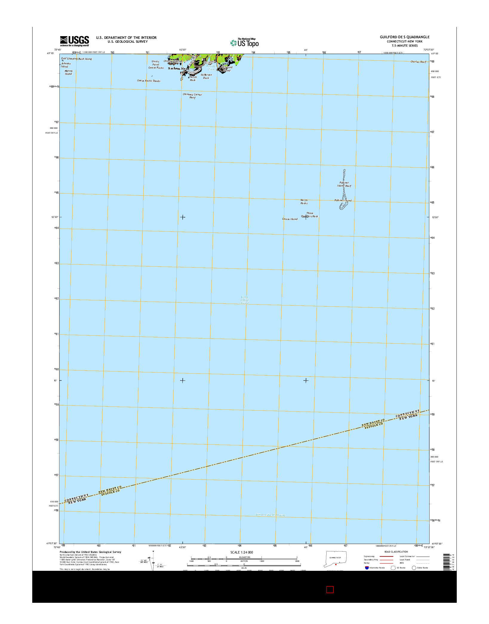 USGS US TOPO 7.5-MINUTE MAP FOR GUILFORD OE S, CT-NY 2015