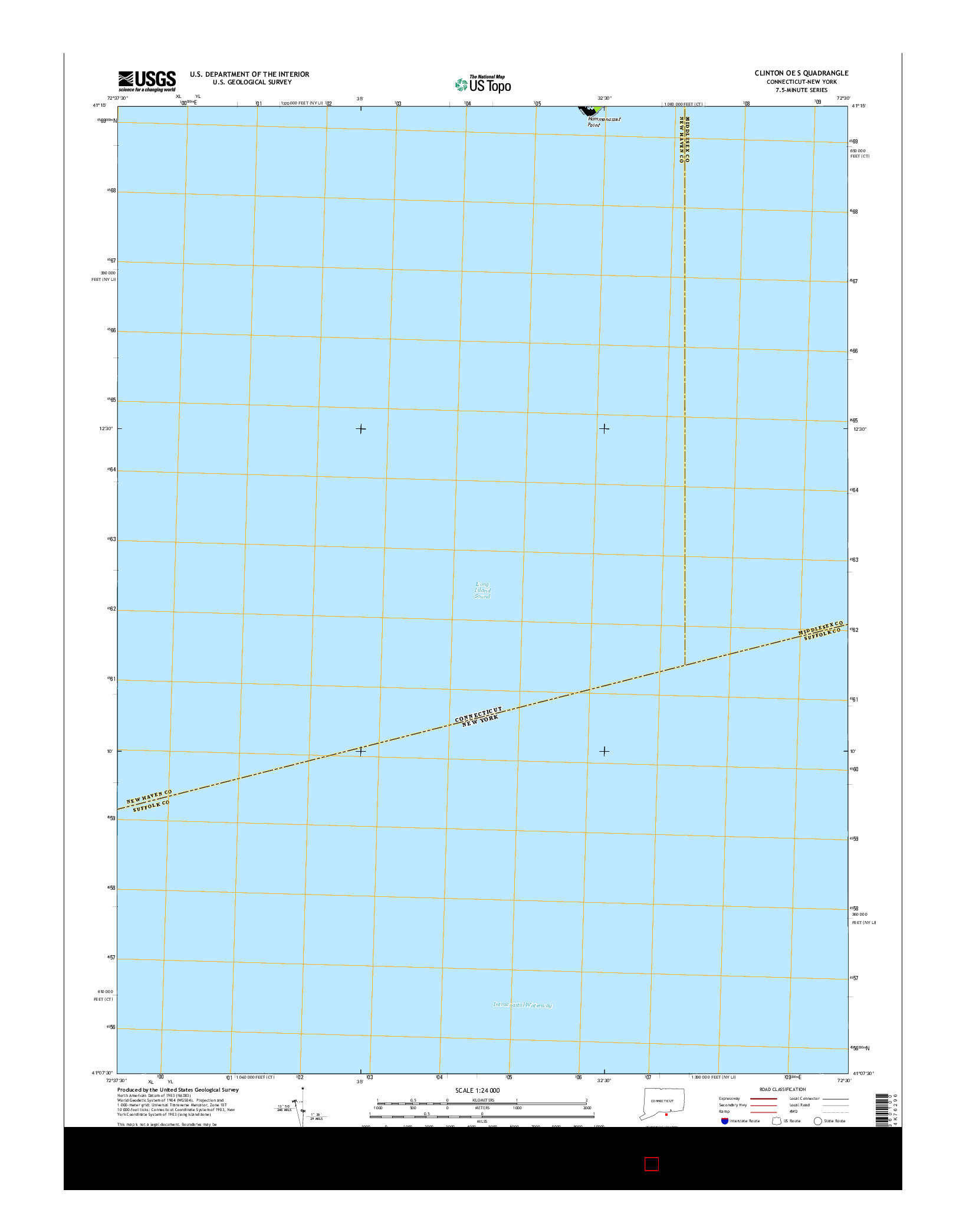 USGS US TOPO 7.5-MINUTE MAP FOR CLINTON OE S, CT-NY 2015