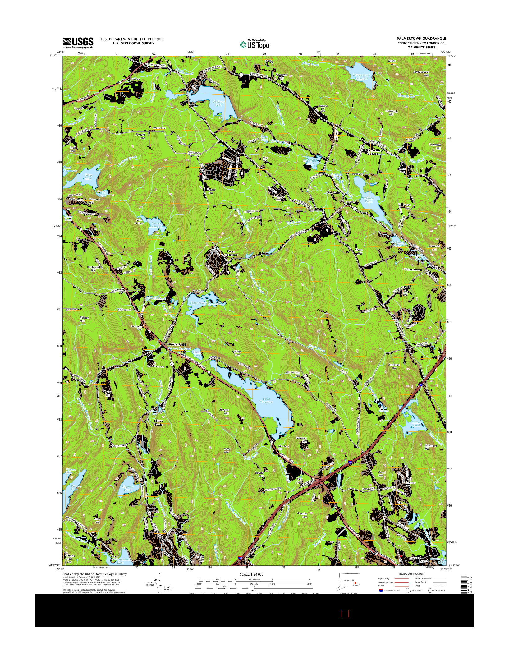 USGS US TOPO 7.5-MINUTE MAP FOR PALMERTOWN, CT 2015