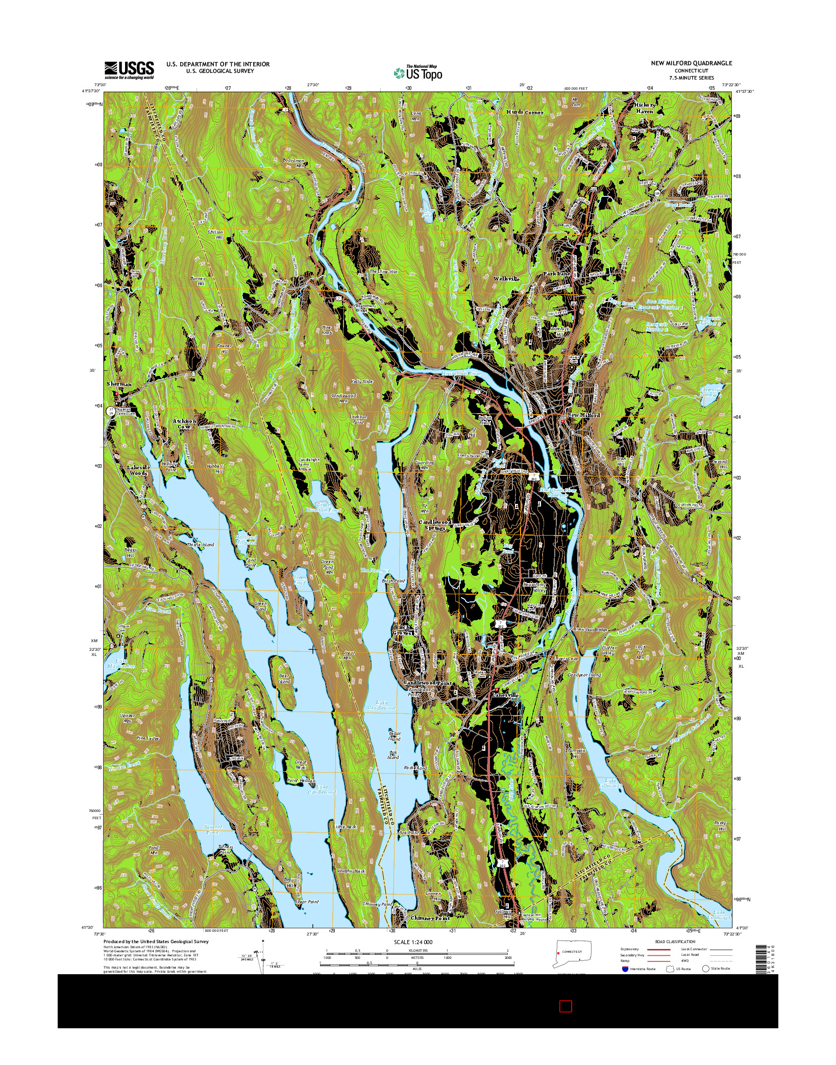 USGS US TOPO 7.5-MINUTE MAP FOR NEW MILFORD, CT 2015