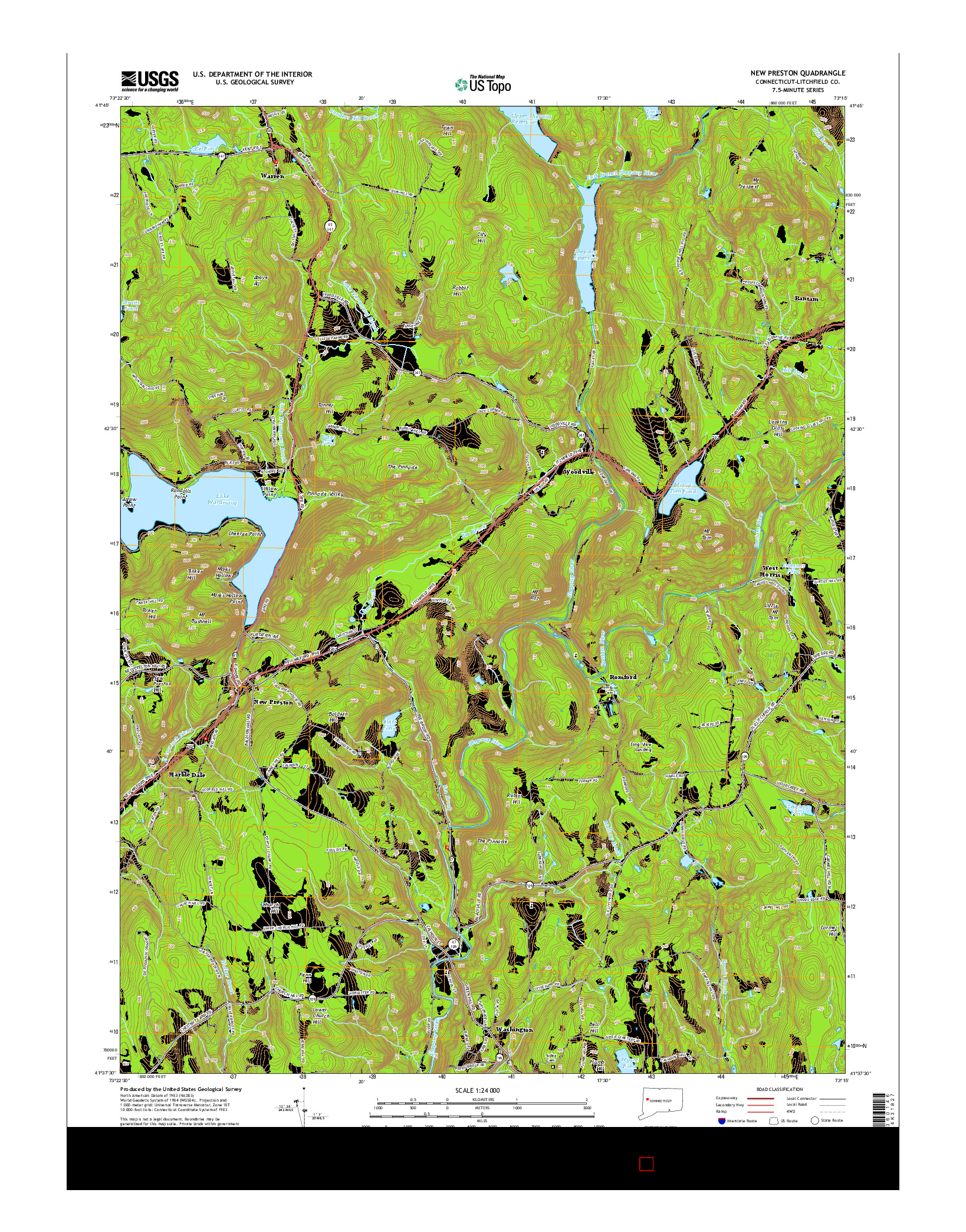 USGS US TOPO 7.5-MINUTE MAP FOR NEW PRESTON, CT 2015