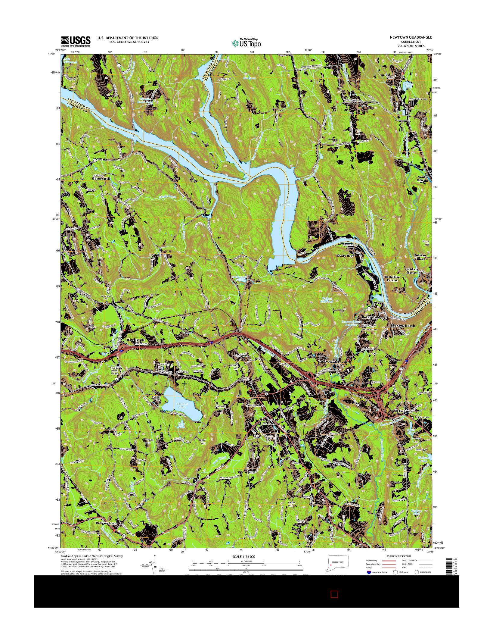 USGS US TOPO 7.5-MINUTE MAP FOR NEWTOWN, CT 2015