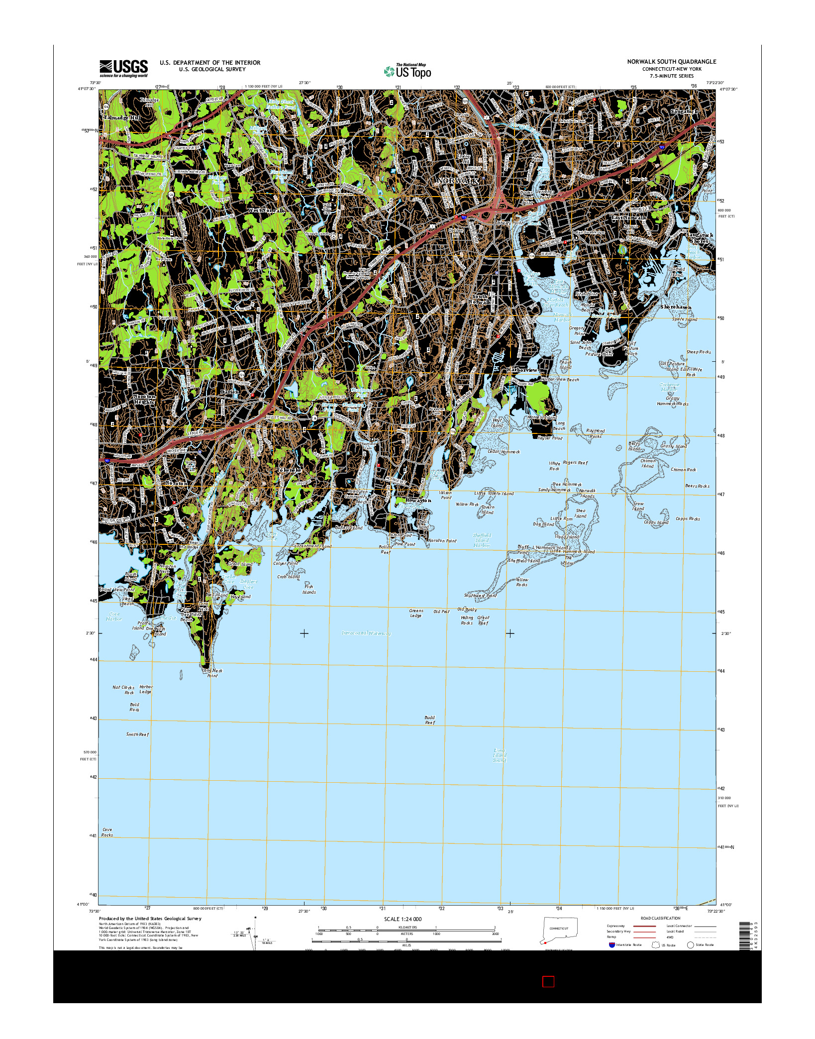USGS US TOPO 7.5-MINUTE MAP FOR NORWALK SOUTH, CT-NY 2015