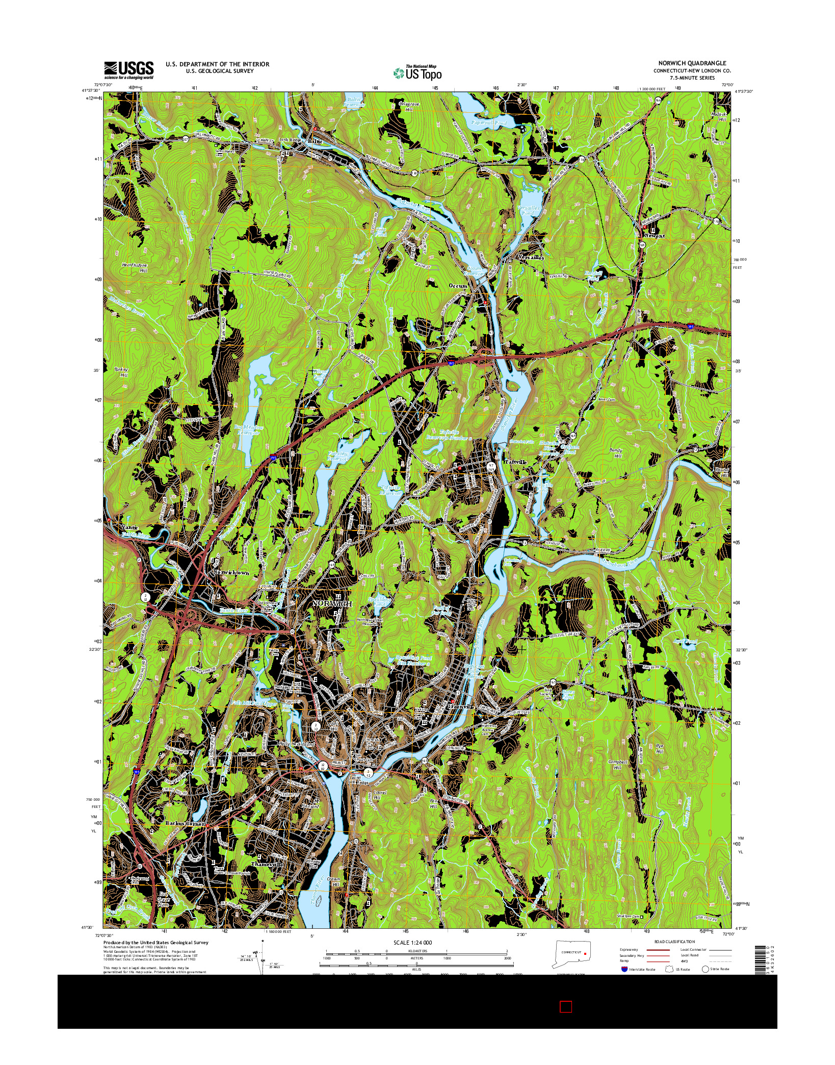 USGS US TOPO 7.5-MINUTE MAP FOR NORWICH, CT 2015