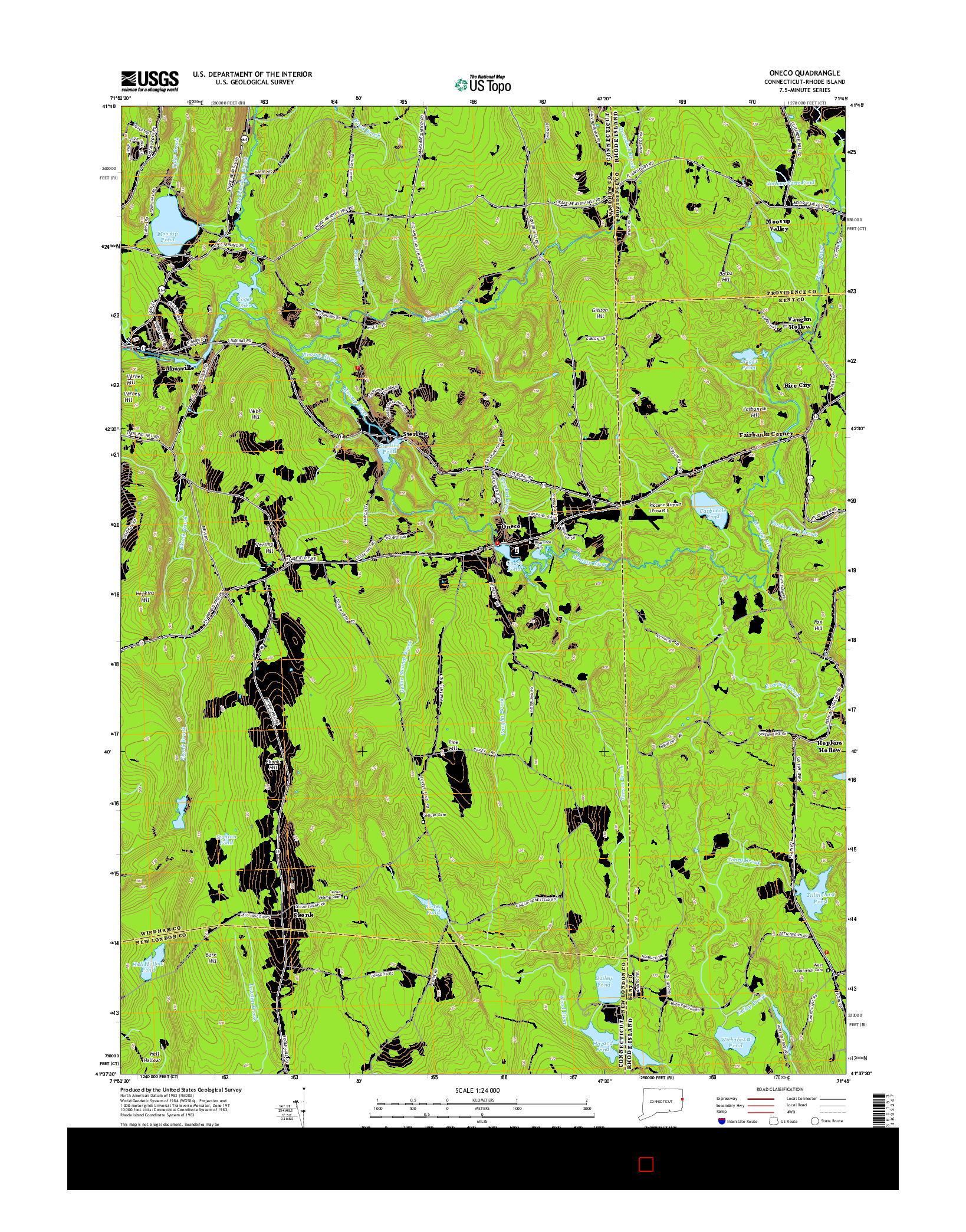 USGS US TOPO 7.5-MINUTE MAP FOR ONECO, CT-RI 2015