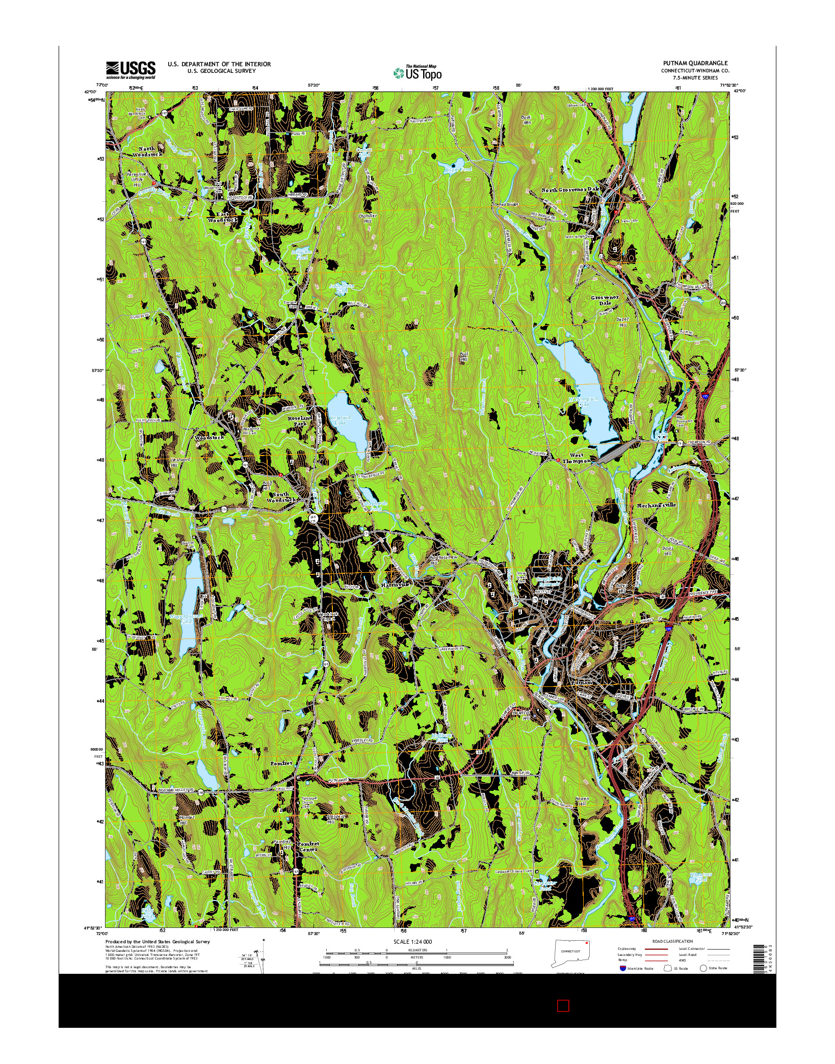 USGS US TOPO 7.5-MINUTE MAP FOR PUTNAM, CT 2015