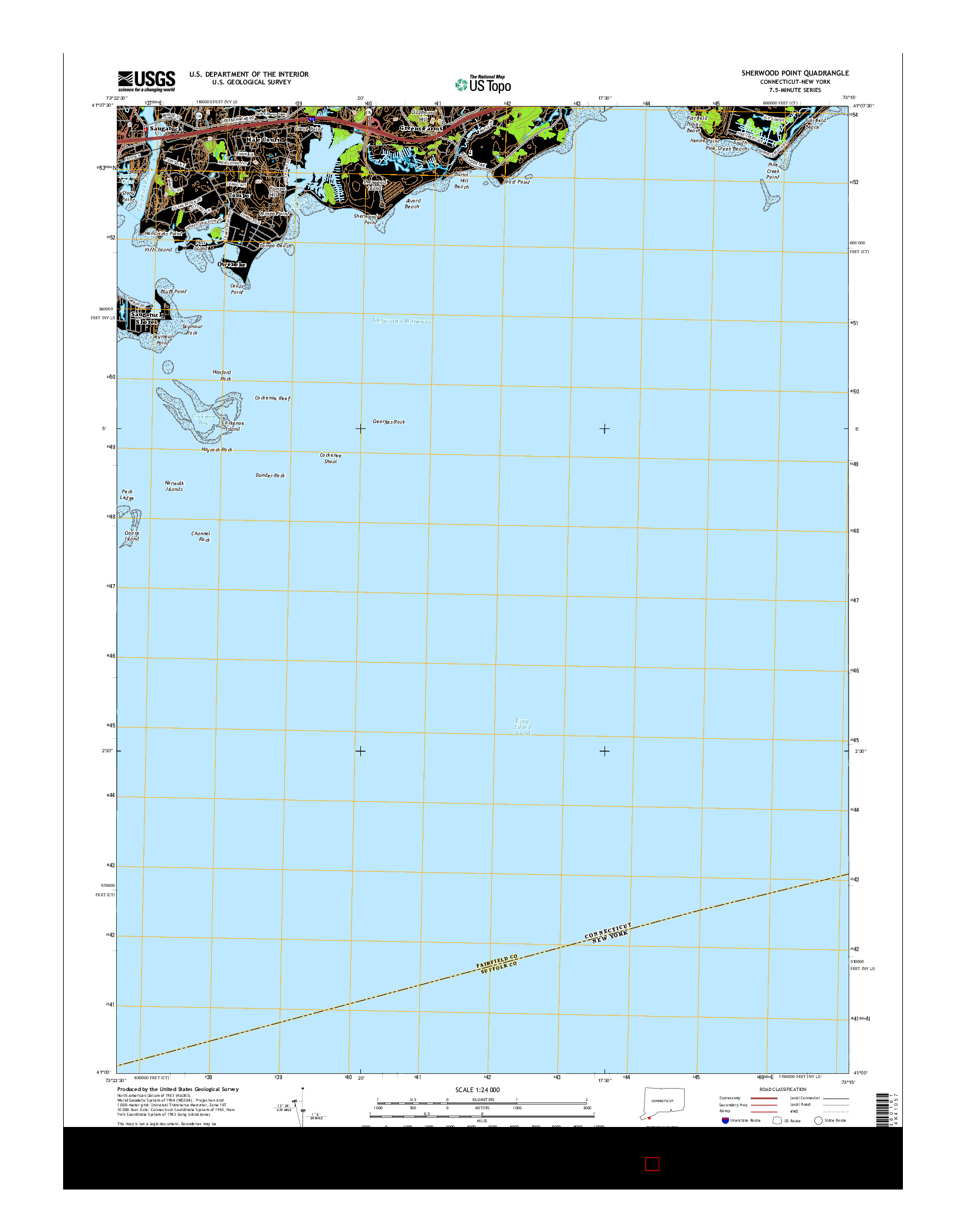 USGS US TOPO 7.5-MINUTE MAP FOR SHERWOOD POINT, CT-NY 2015