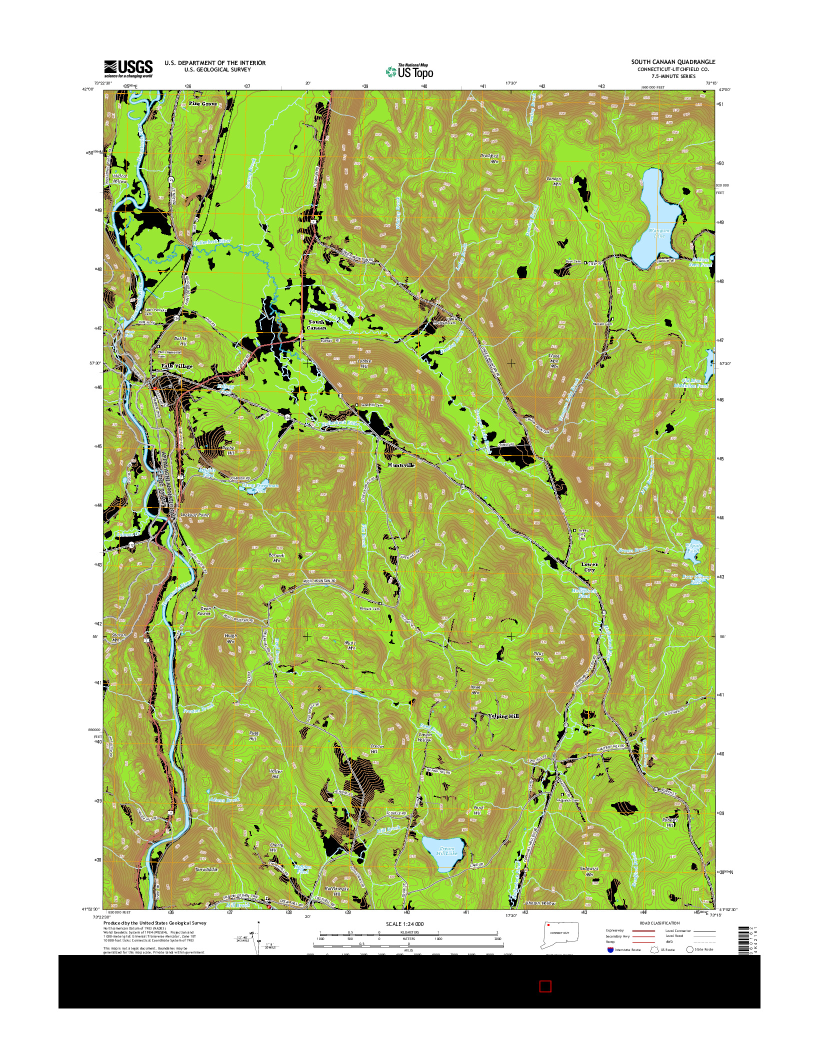 USGS US TOPO 7.5-MINUTE MAP FOR SOUTH CANAAN, CT 2015