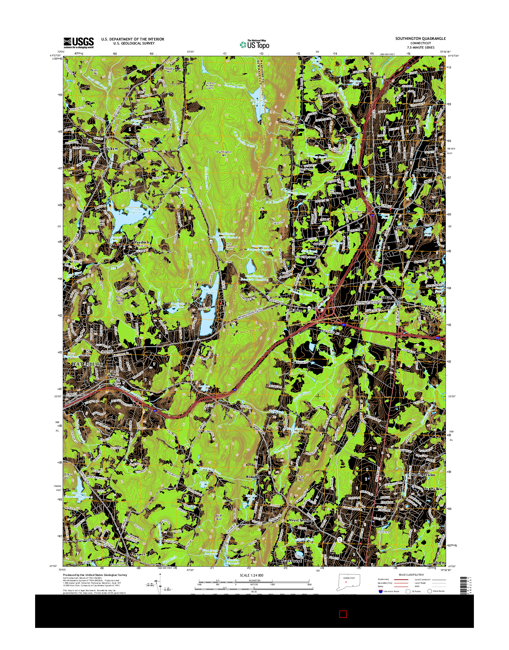 USGS US TOPO 7.5-MINUTE MAP FOR SOUTHINGTON, CT 2015