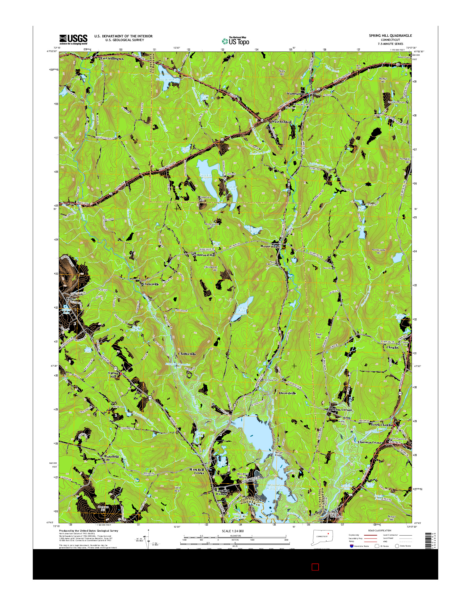 USGS US TOPO 7.5-MINUTE MAP FOR SPRING HILL, CT 2015