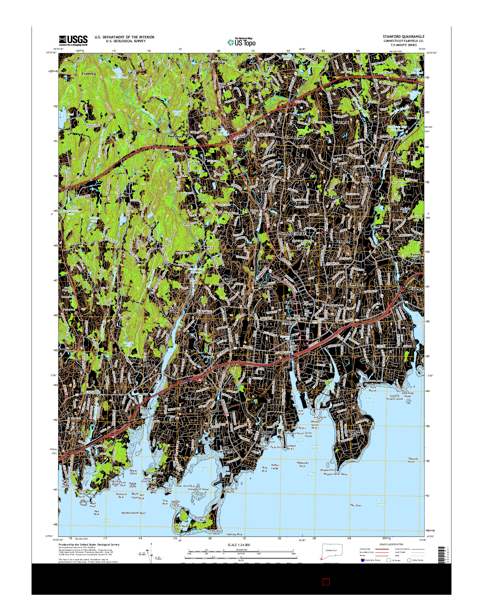 USGS US TOPO 7.5-MINUTE MAP FOR STAMFORD, CT 2015