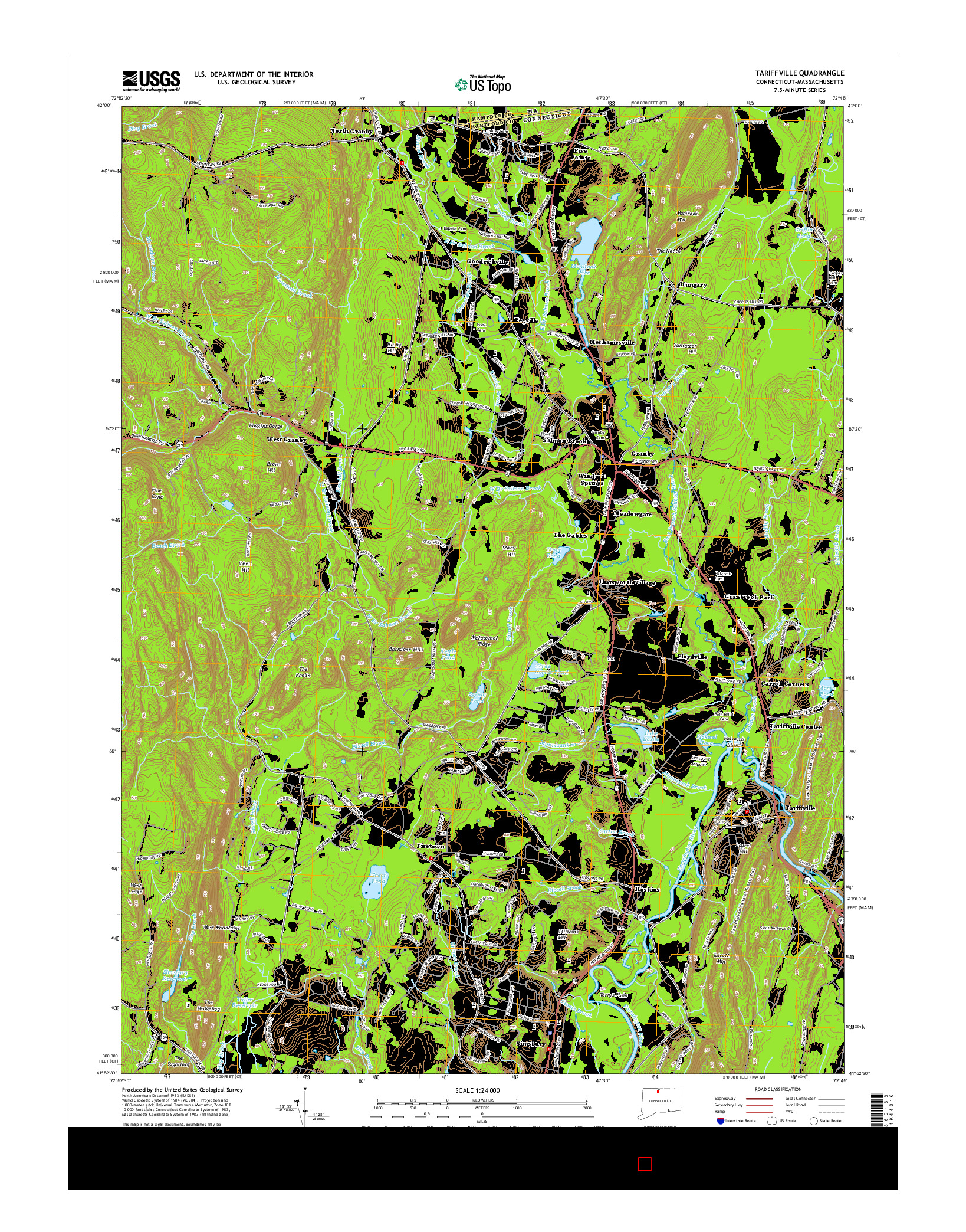 USGS US TOPO 7.5-MINUTE MAP FOR TARIFFVILLE, CT-MA 2015