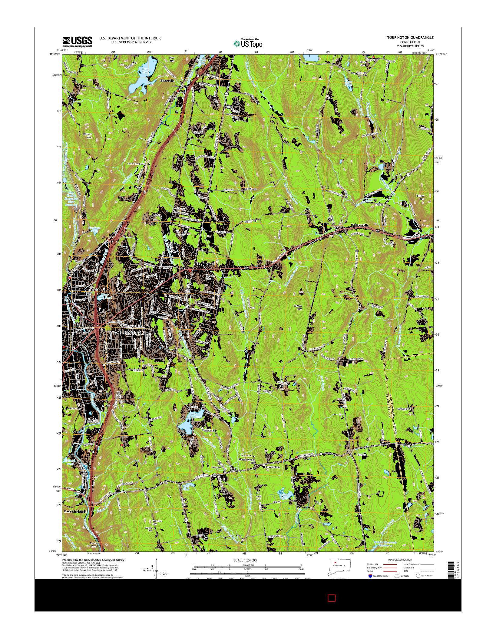 USGS US TOPO 7.5-MINUTE MAP FOR TORRINGTON, CT 2015