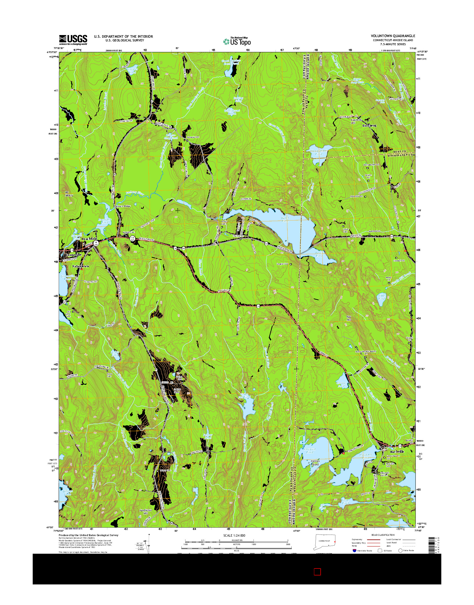 USGS US TOPO 7.5-MINUTE MAP FOR VOLUNTOWN, CT-RI 2015