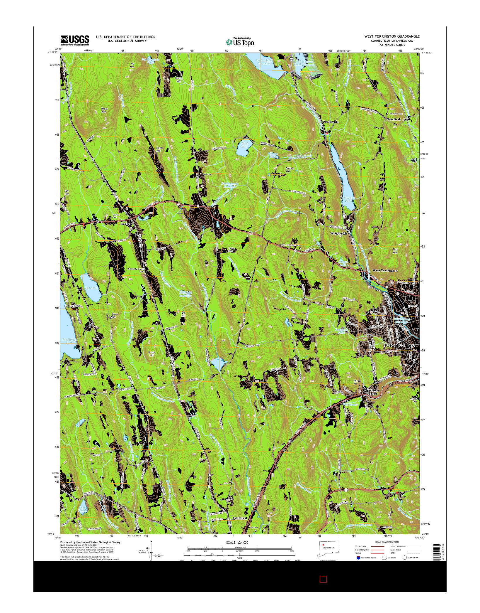 USGS US TOPO 7.5-MINUTE MAP FOR WEST TORRINGTON, CT 2015