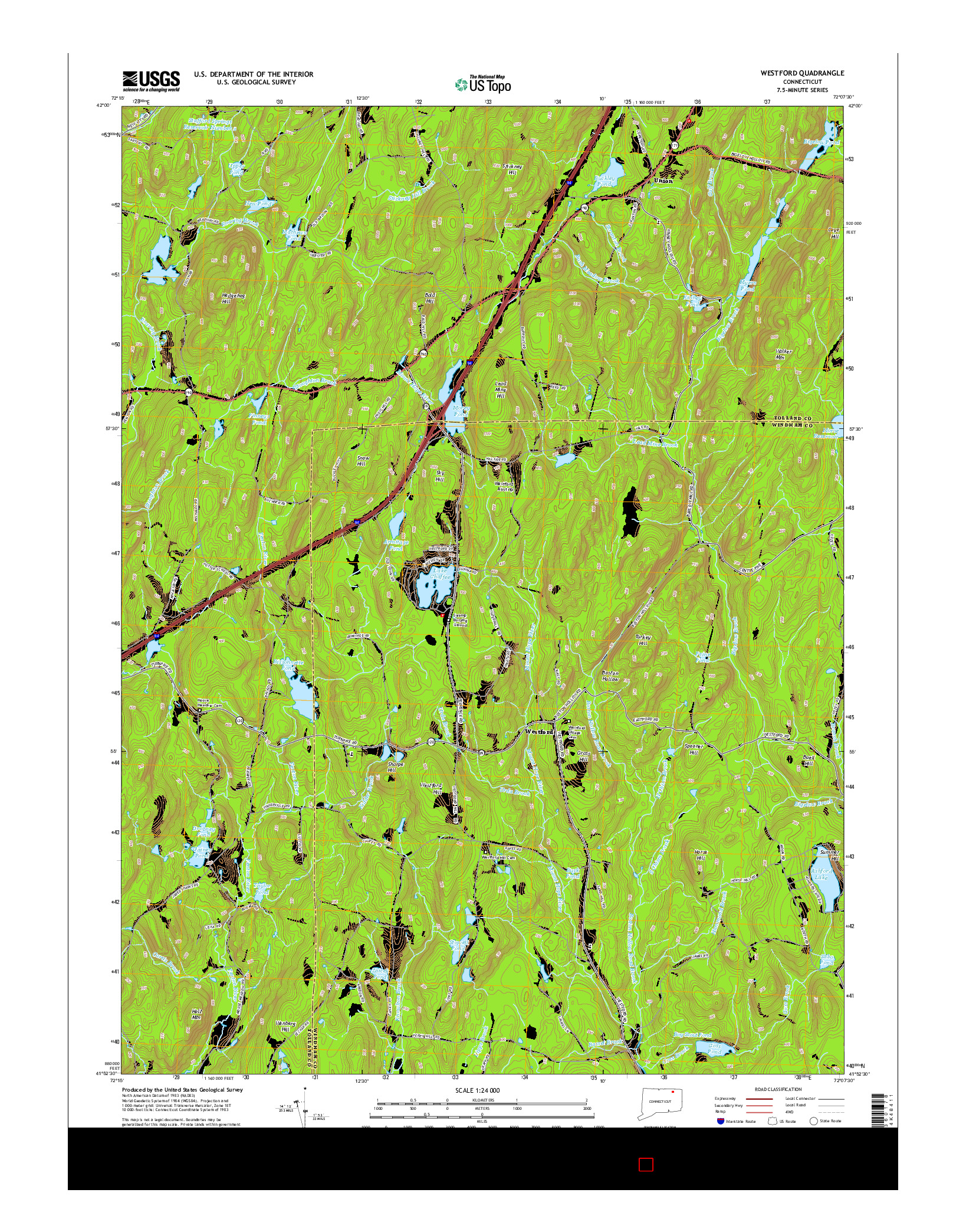 USGS US TOPO 7.5-MINUTE MAP FOR WESTFORD, CT 2015