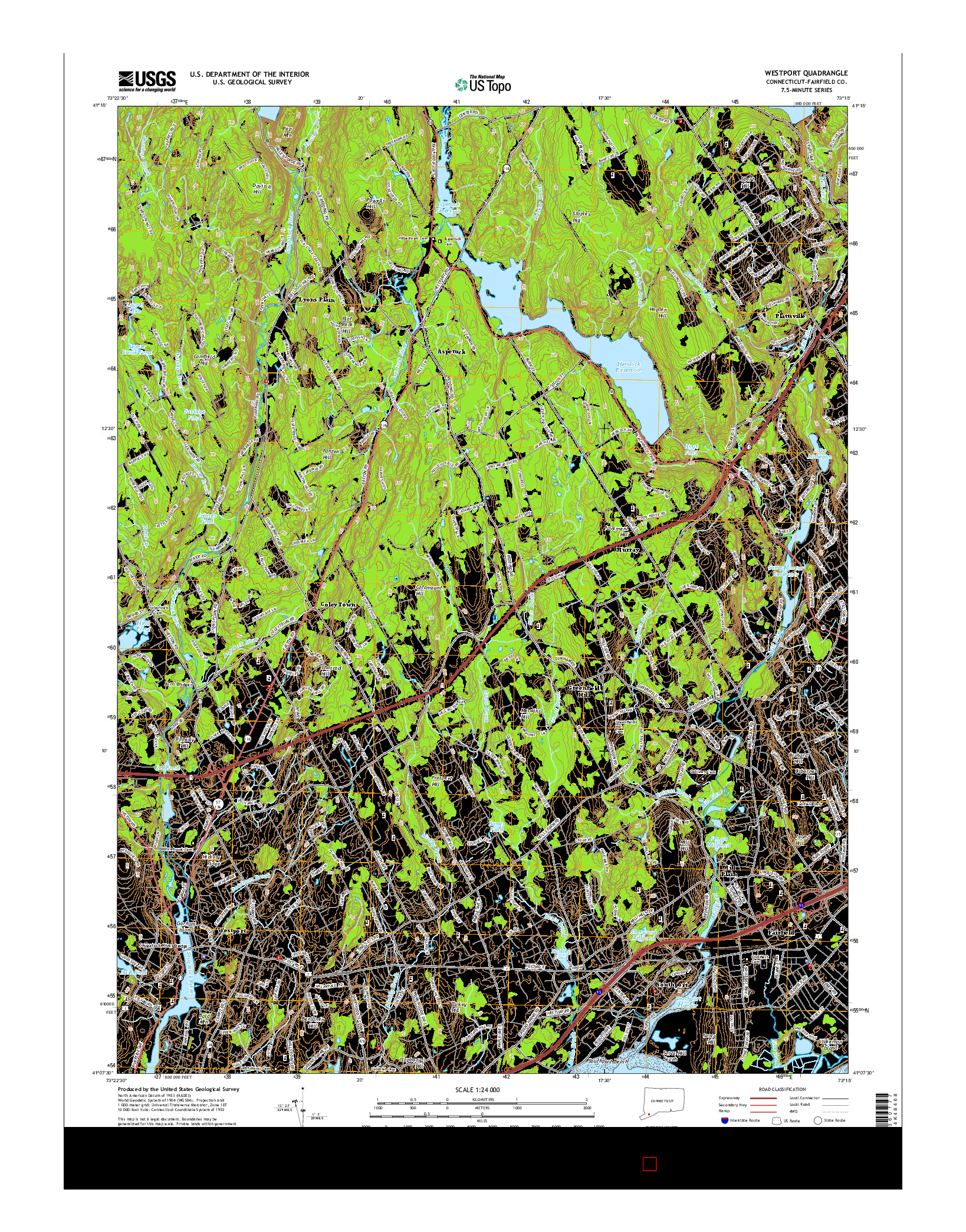 USGS US TOPO 7.5-MINUTE MAP FOR WESTPORT, CT 2015