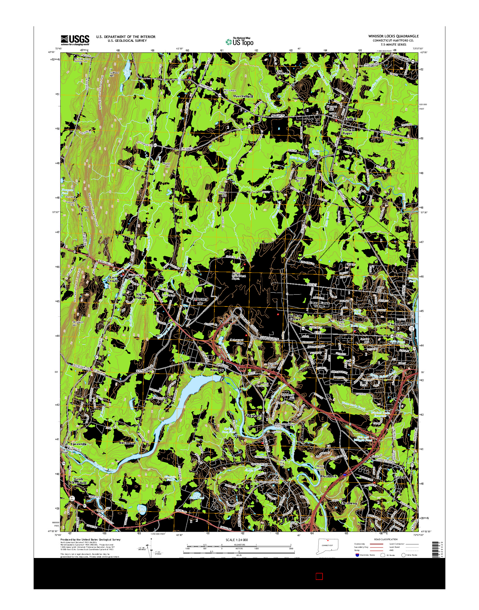 USGS US TOPO 7.5-MINUTE MAP FOR WINDSOR LOCKS, CT 2015