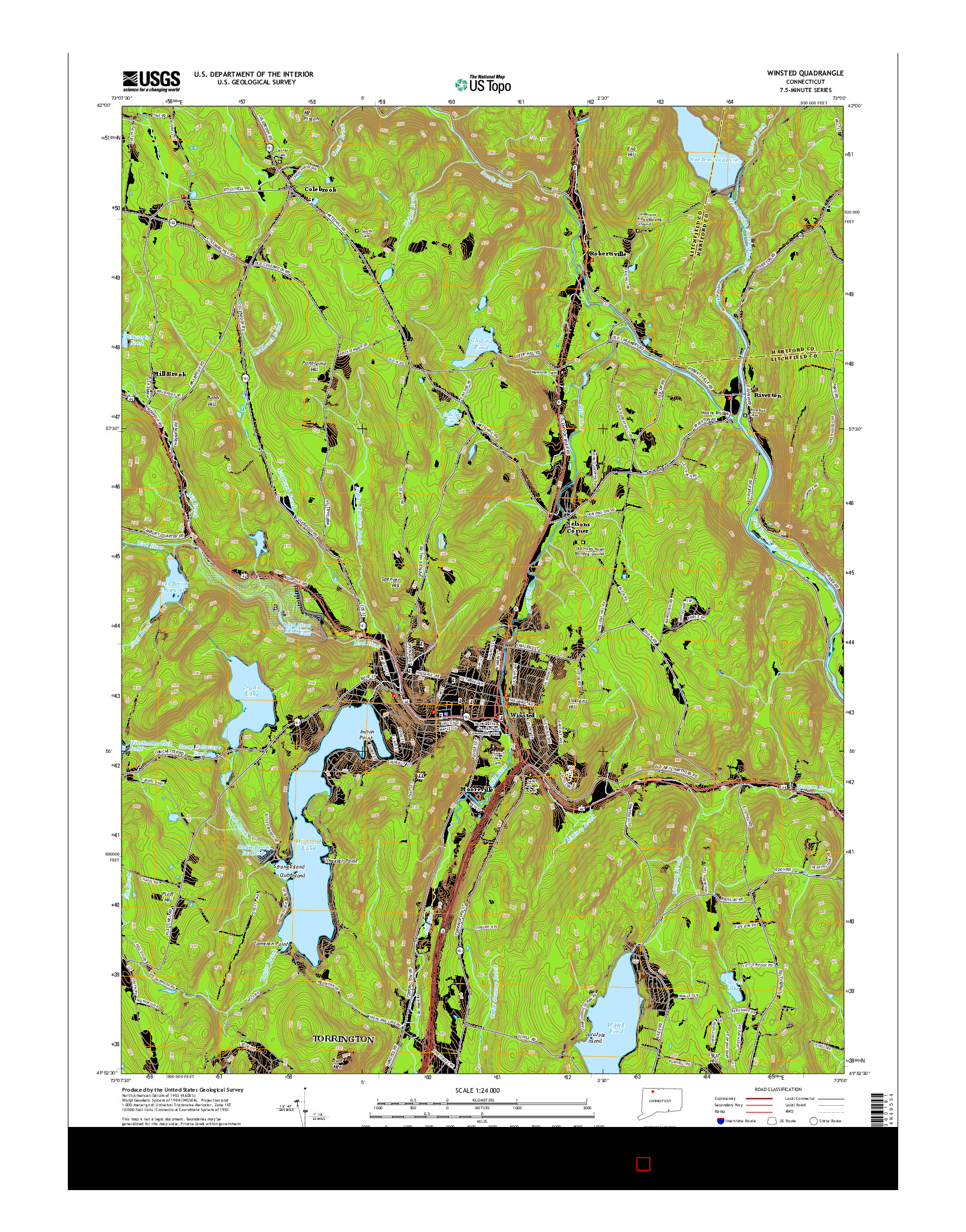 USGS US TOPO 7.5-MINUTE MAP FOR WINSTED, CT 2015