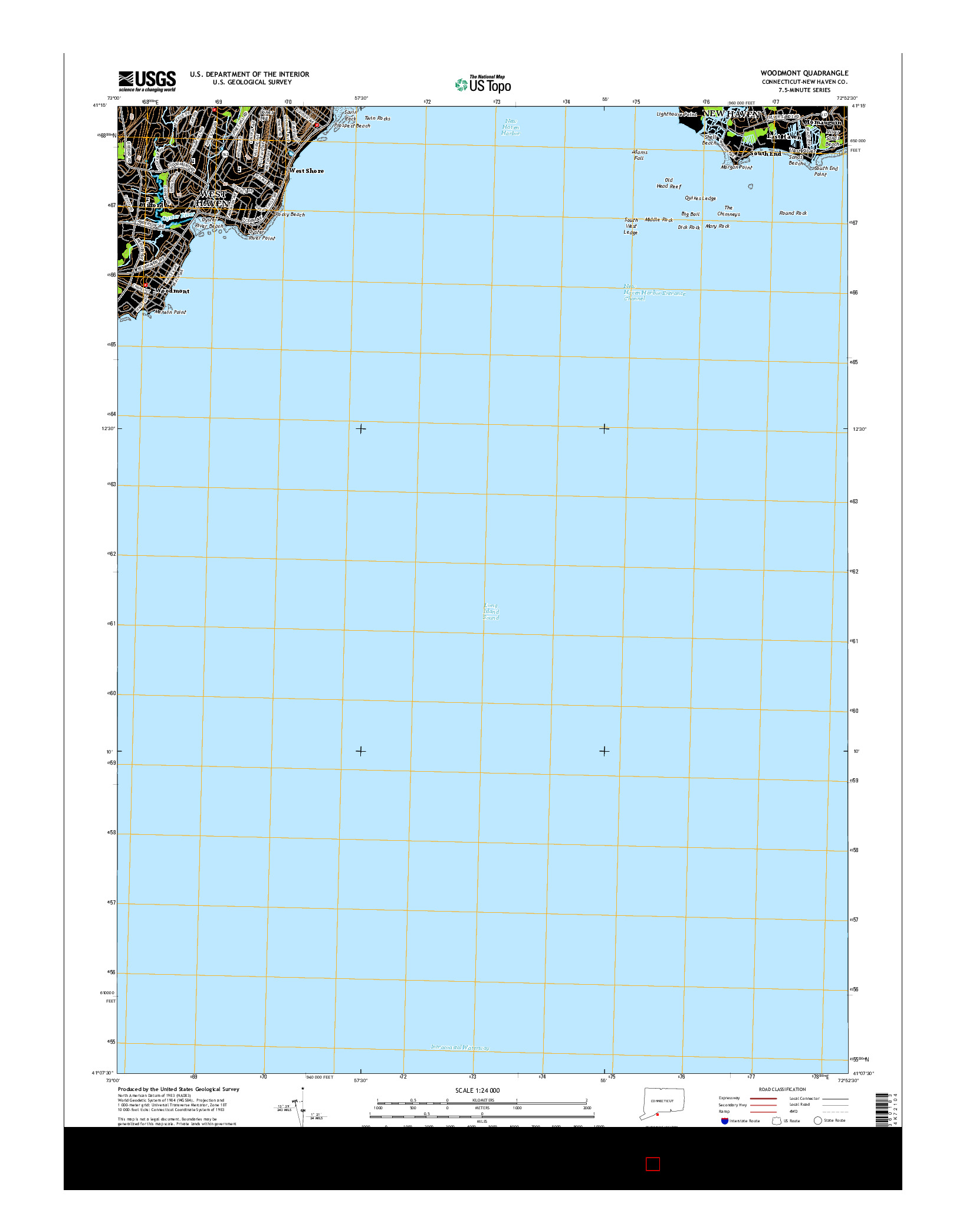 USGS US TOPO 7.5-MINUTE MAP FOR WOODMONT, CT 2015