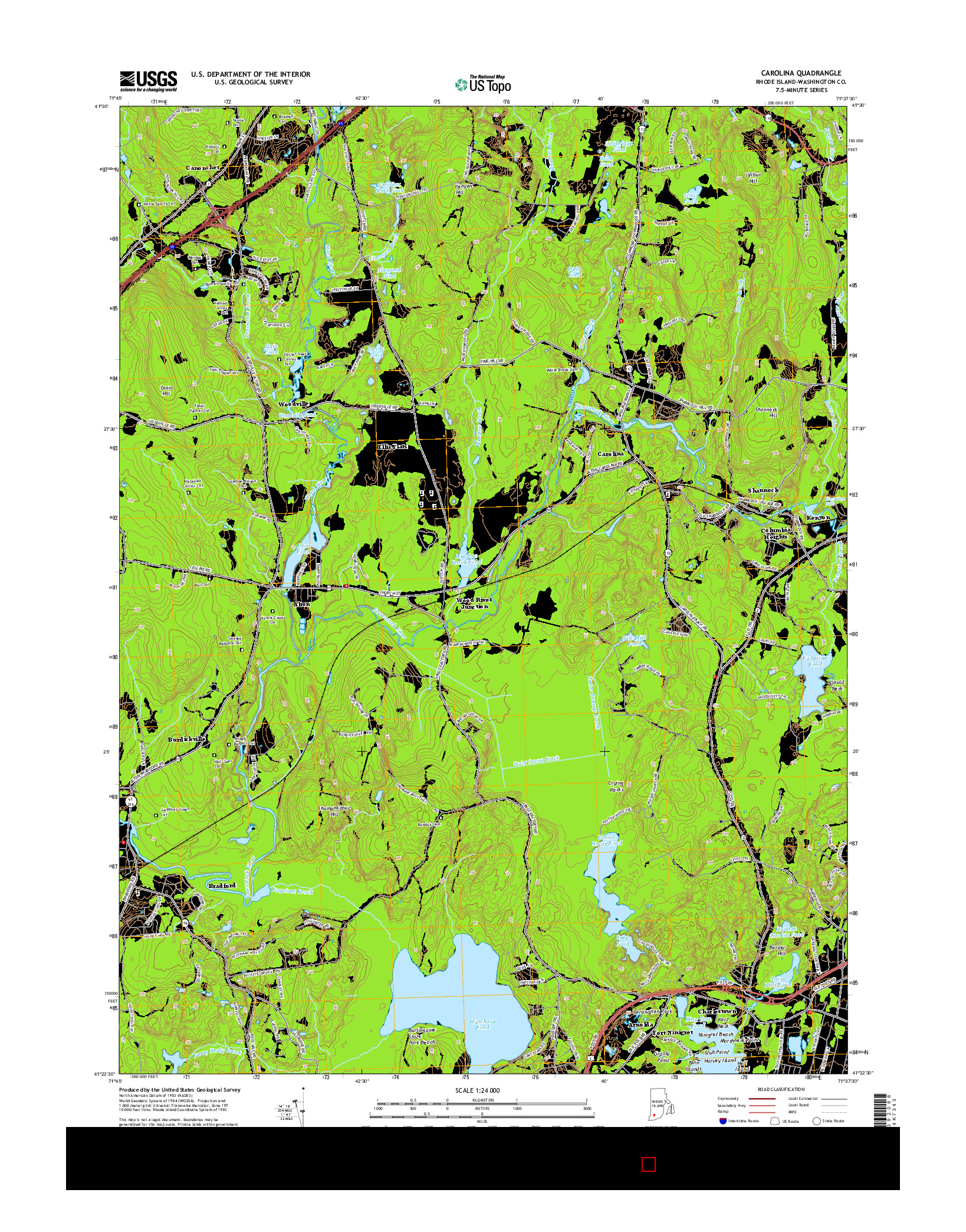 USGS US TOPO 7.5-MINUTE MAP FOR CAROLINA, RI 2015