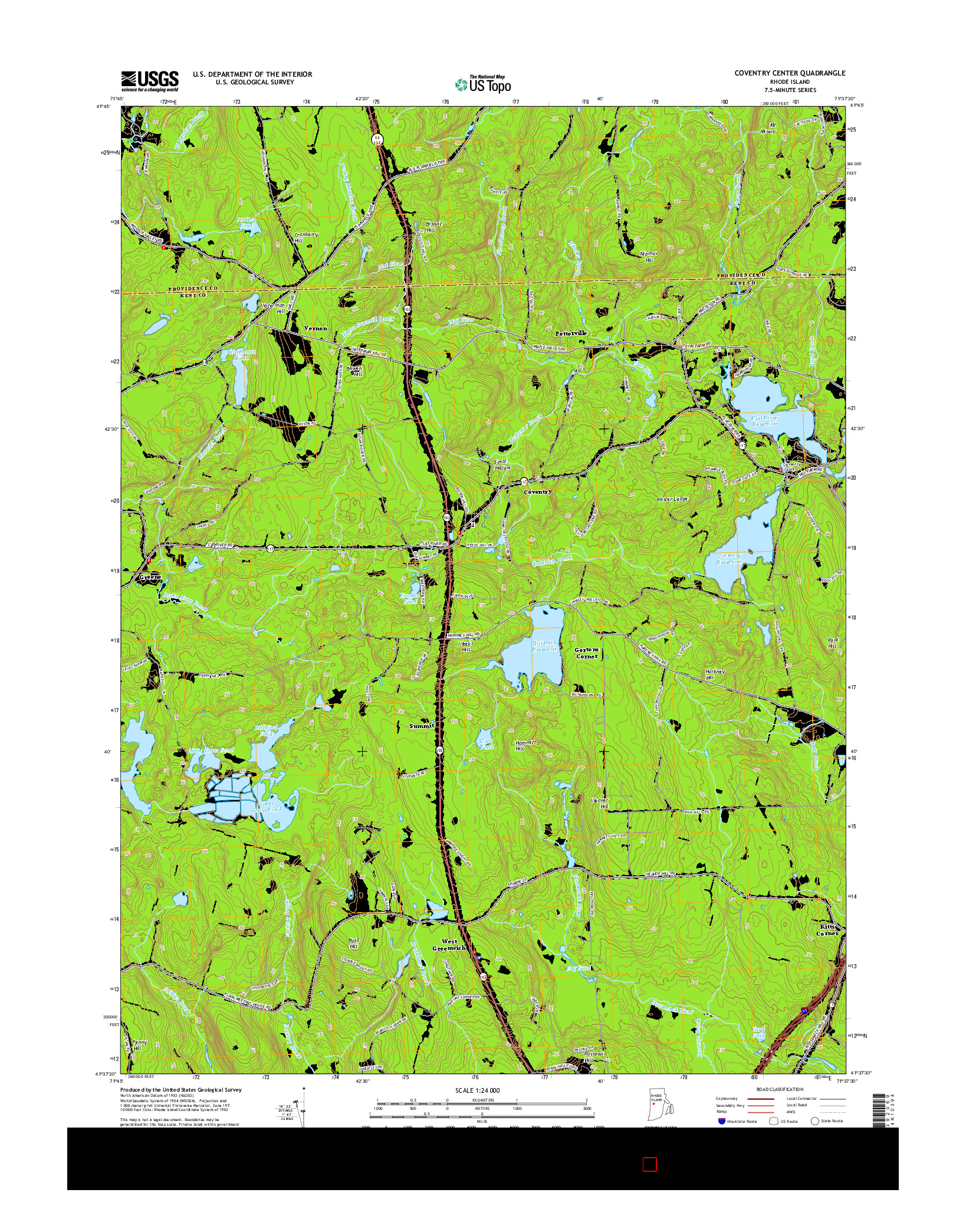 USGS US TOPO 7.5-MINUTE MAP FOR COVENTRY CENTER, RI 2015