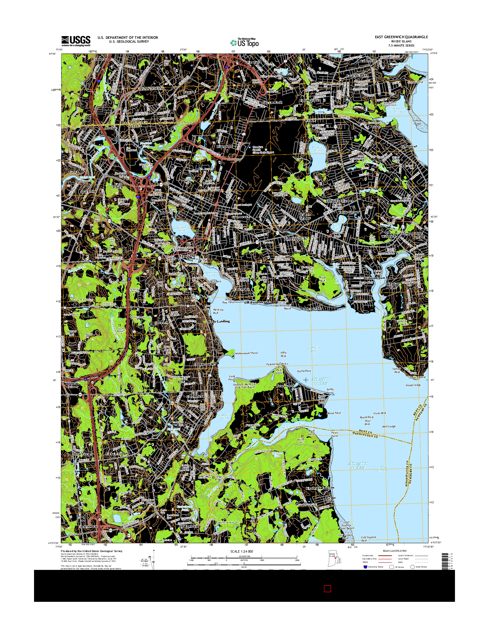 USGS US TOPO 7.5-MINUTE MAP FOR EAST GREENWICH, RI 2015