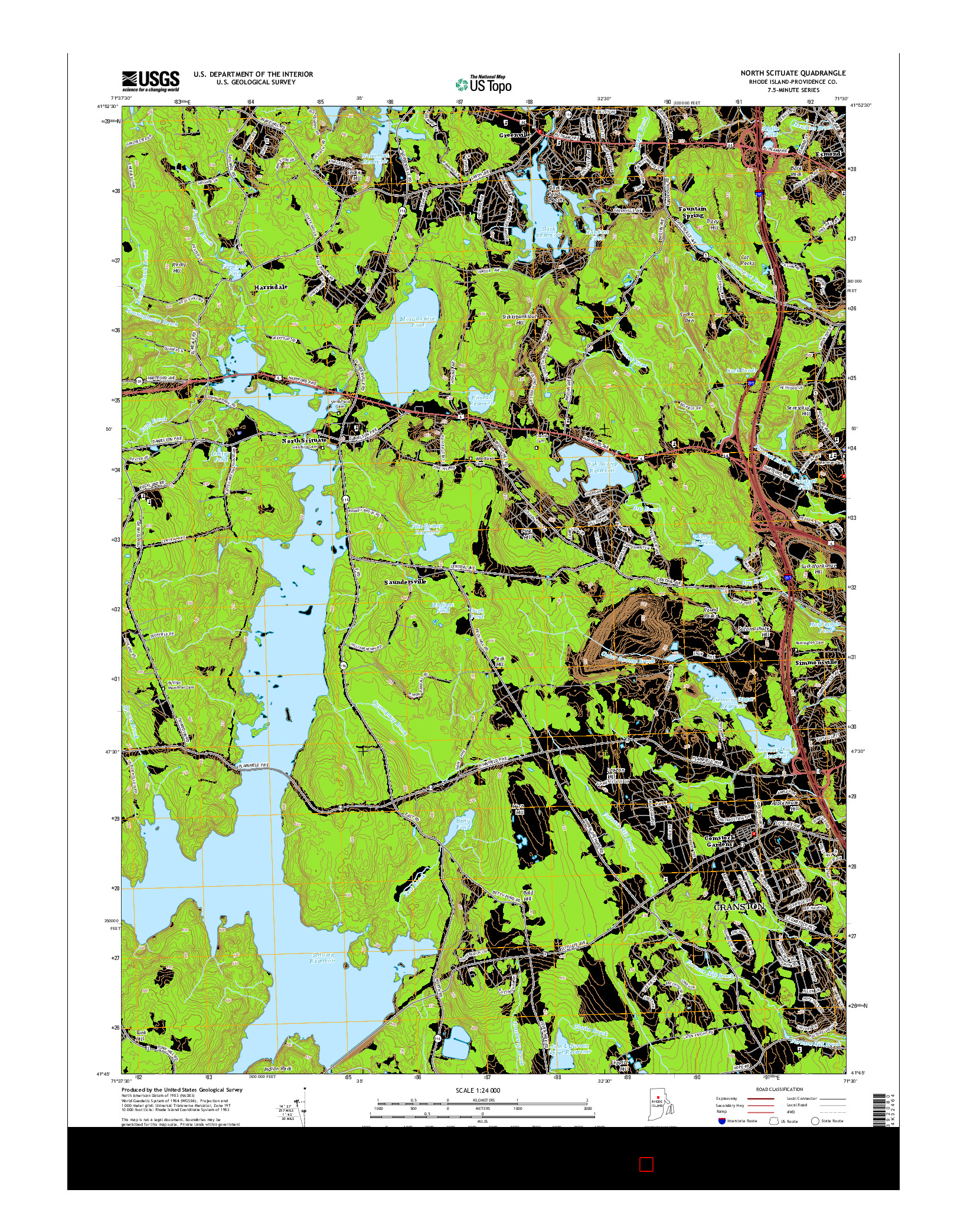 USGS US TOPO 7.5-MINUTE MAP FOR NORTH SCITUATE, RI 2015